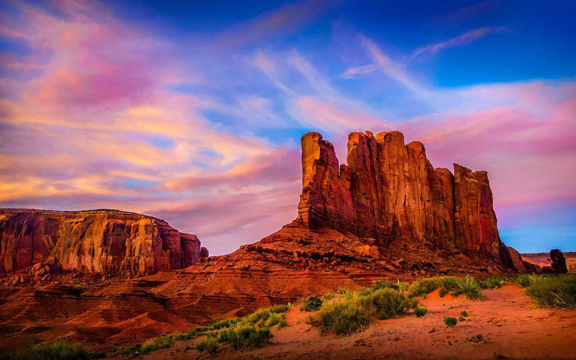 Arches National Park, sunset, red rock formation, Full HD Desktop Wallpaper