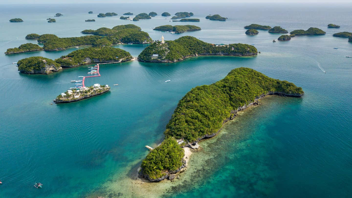 tropical archipelago, aerial view, turquoise waters, HD Desktop Wallpaper