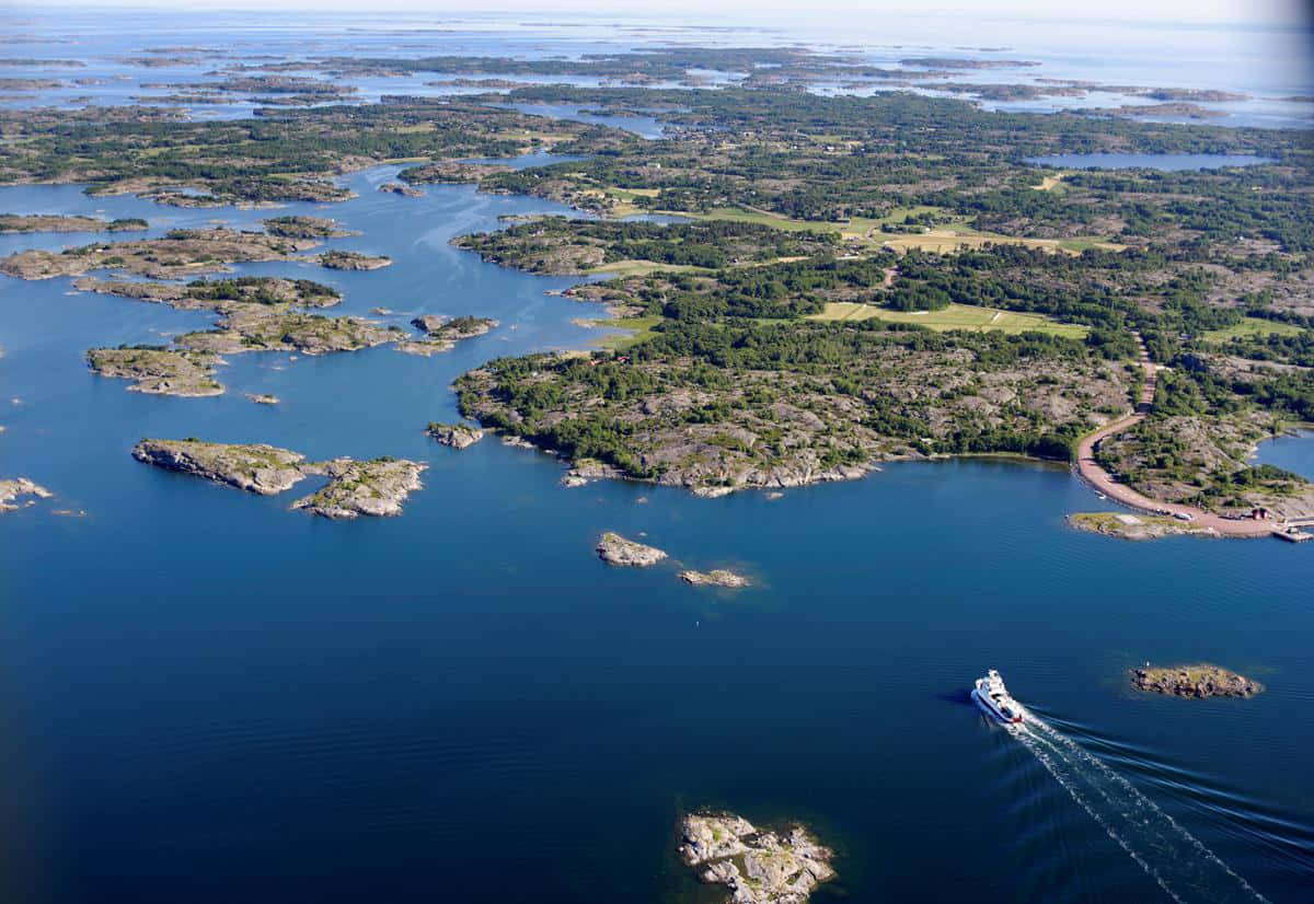 aerial view, coastal archipelago, turquoise waters, SD Desktop Wallpaper