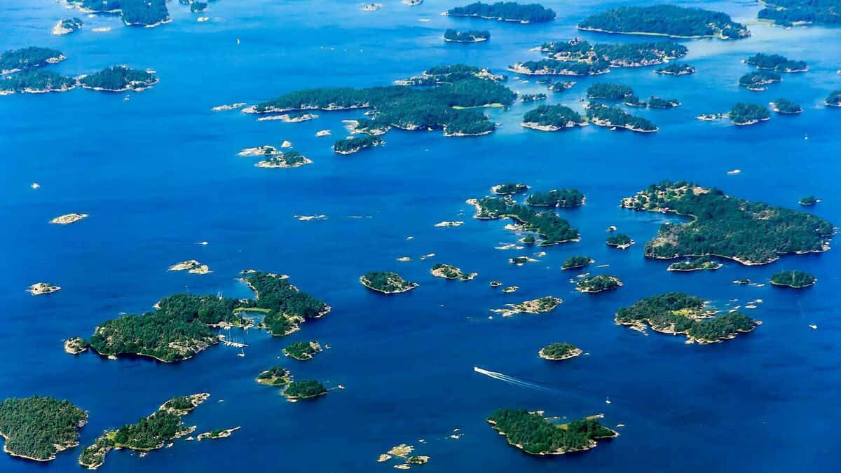 Aerial view, scattered islands, archipelago, SD Desktop Wallpaper