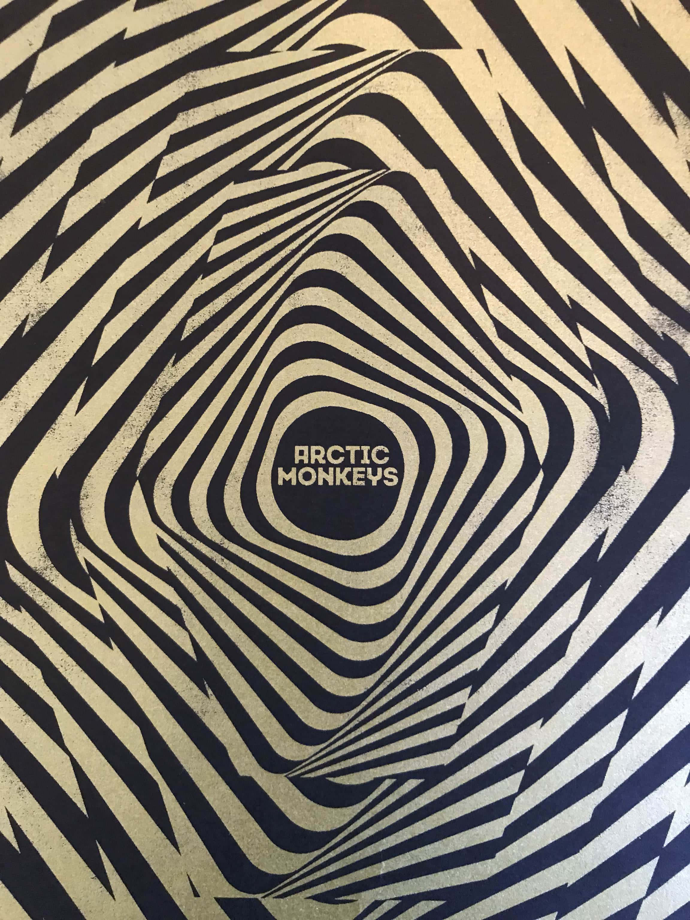 Arctic Monkeys, black and cream geometric pattern, spirals inward, 2K Phone Wallpaper