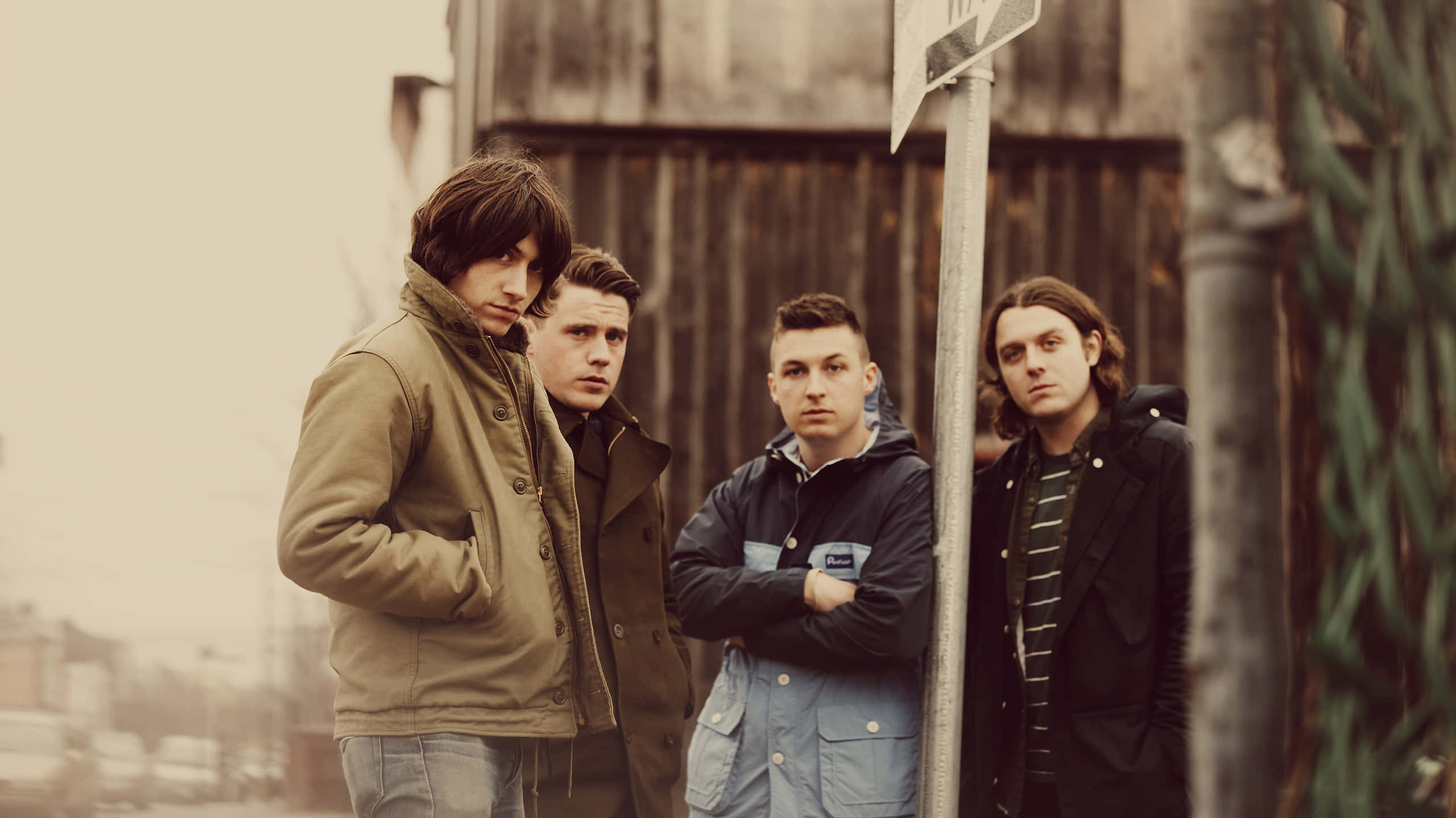 Arctic Monkeys, urban backdrop, weathered urban backdrop, 2K Desktop Wallpaper
