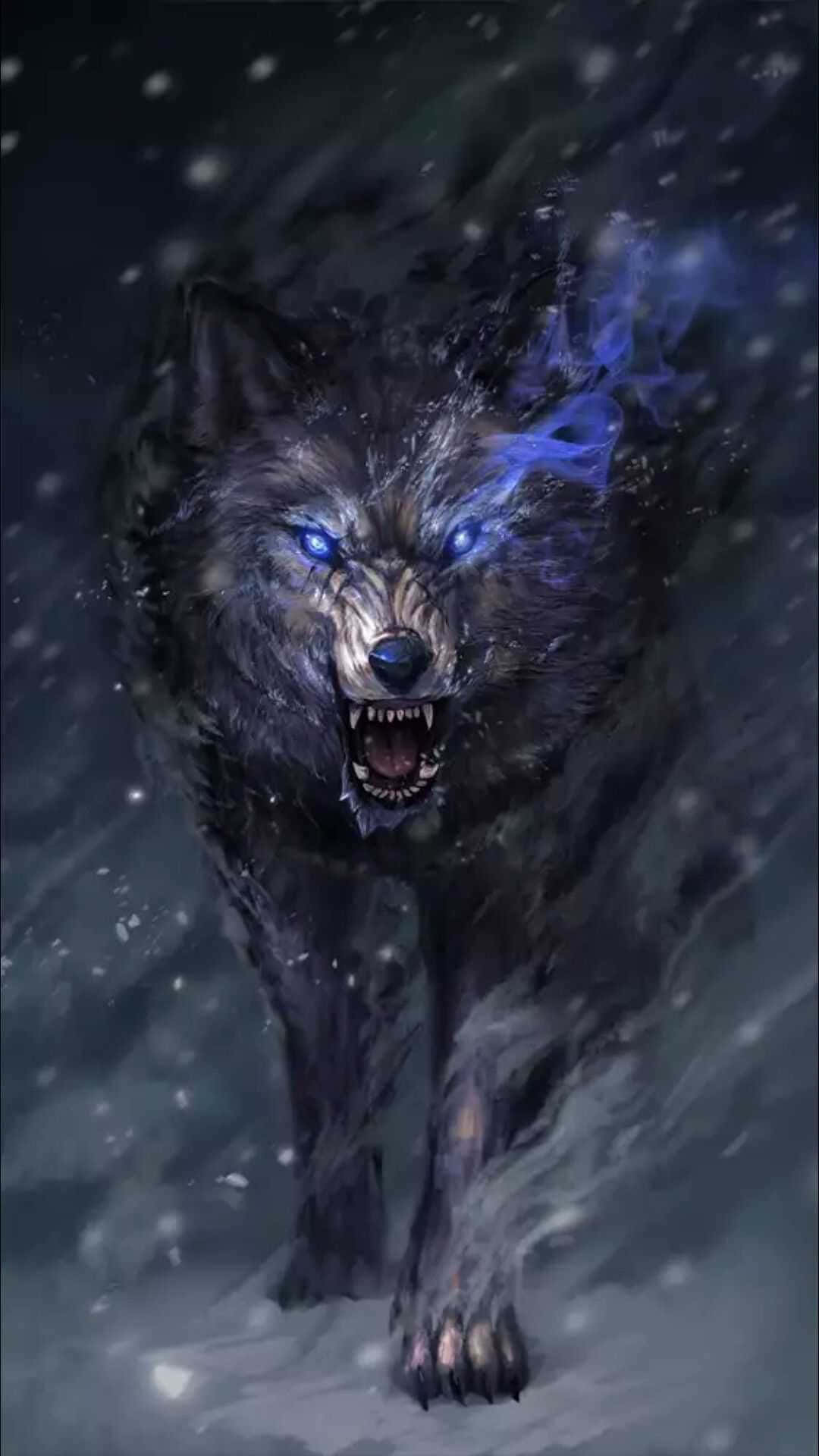 wolf, blue eyes, snow, Full HD Phone Wallpaper