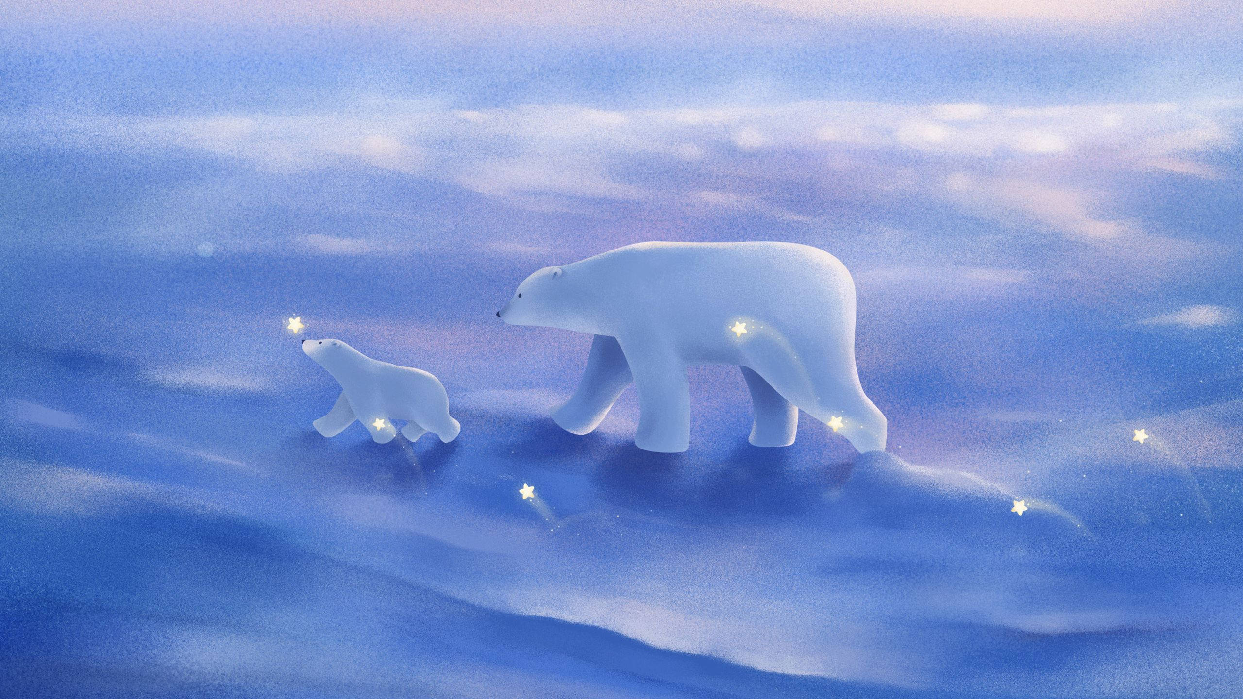 Arctic, polar bear, cub, 2K Desktop Wallpaper
