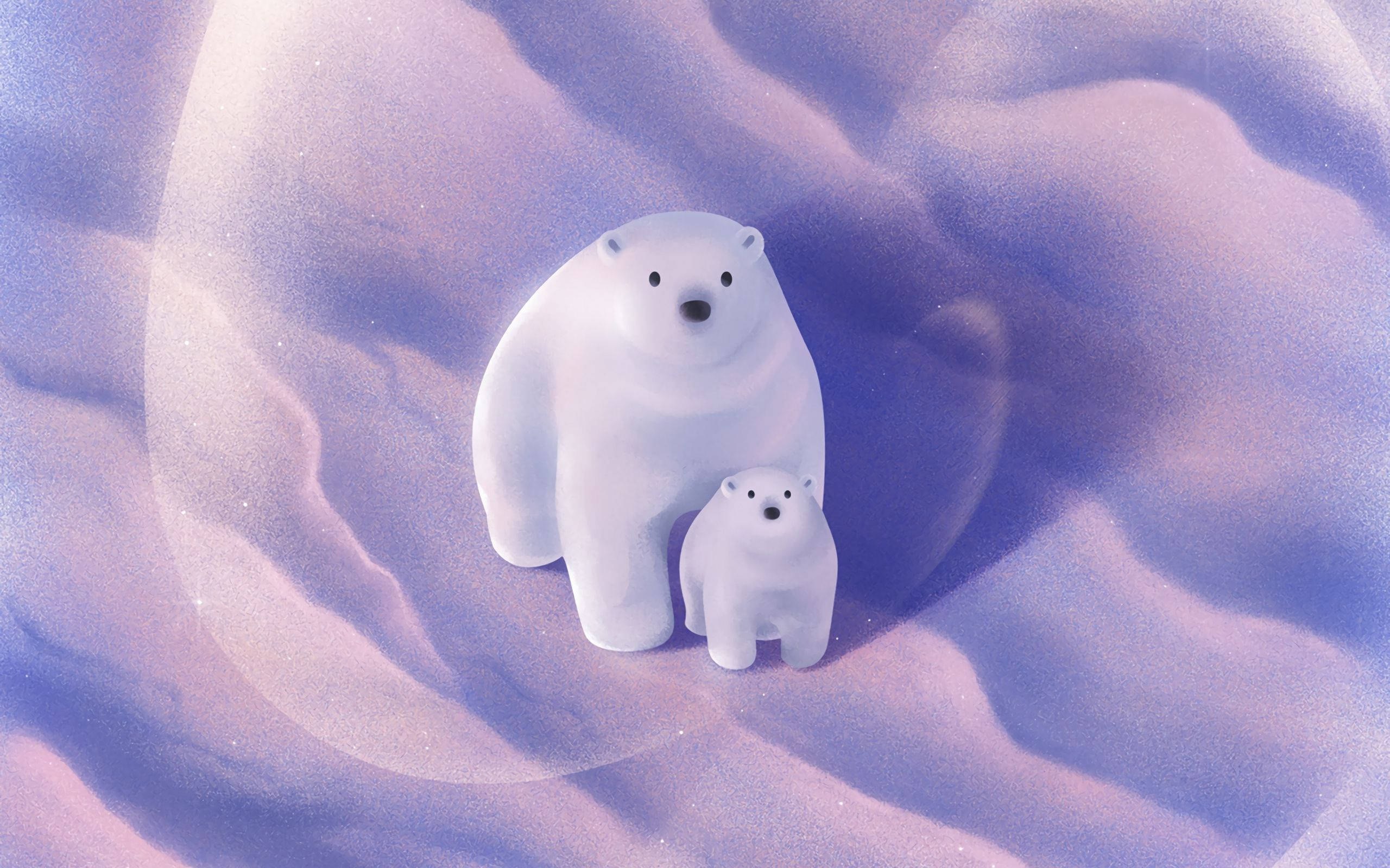 Arctic, polar bear, mother and cub, 2K Desktop Wallpaper