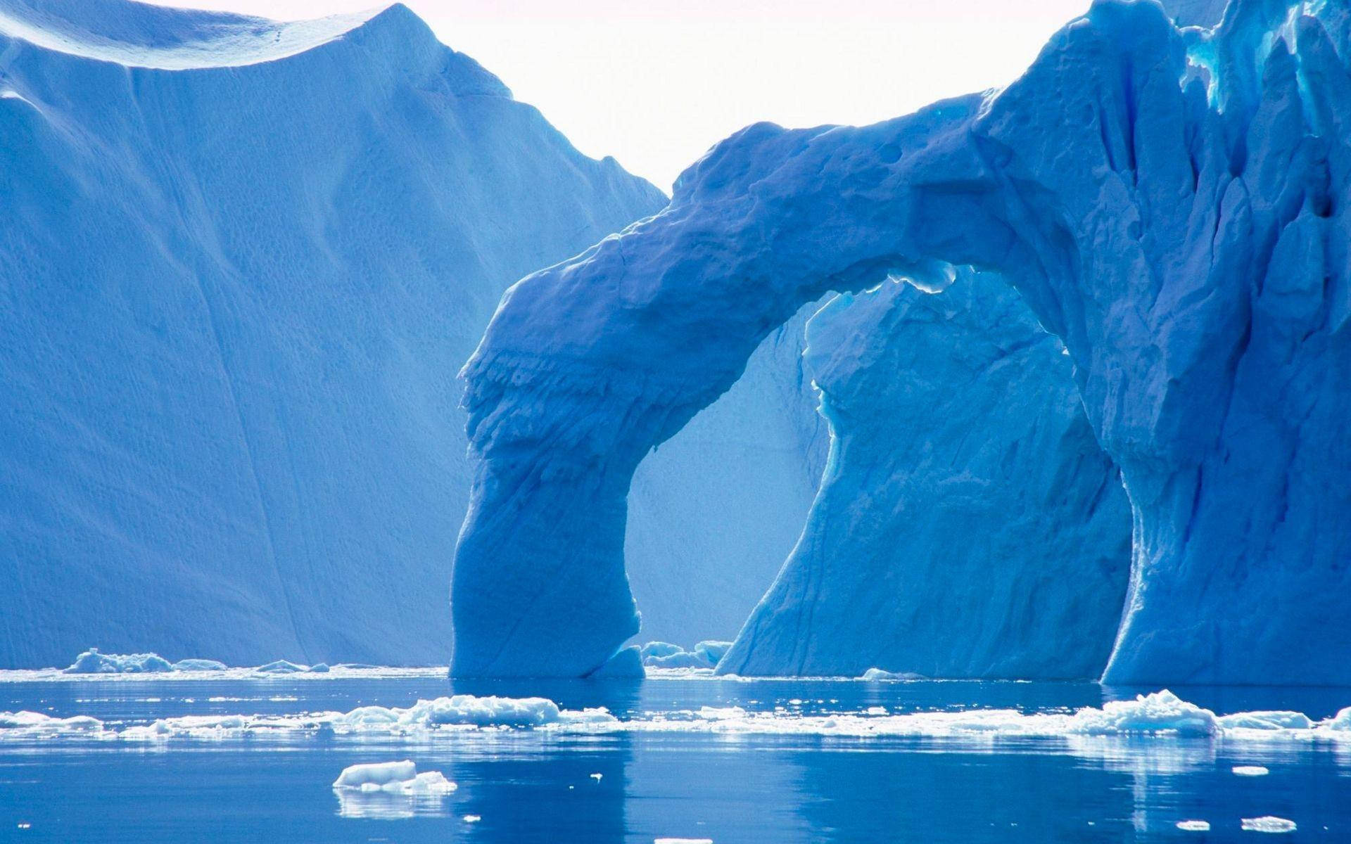 Arctic, blue ice arch, calm waters, Full HD Desktop Wallpaper