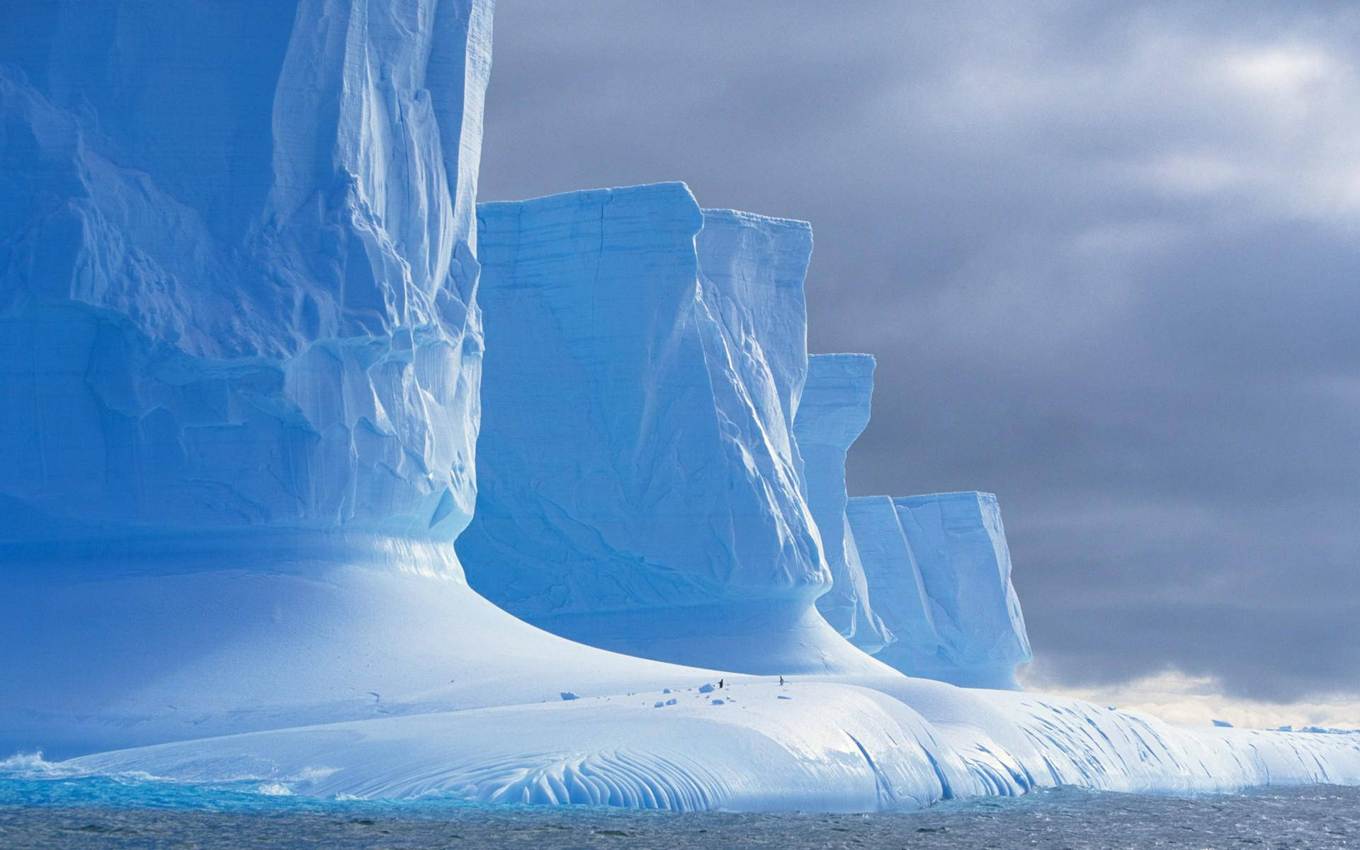 Arctic, blue icebergs, dark waters, Full HD Desktop Wallpaper