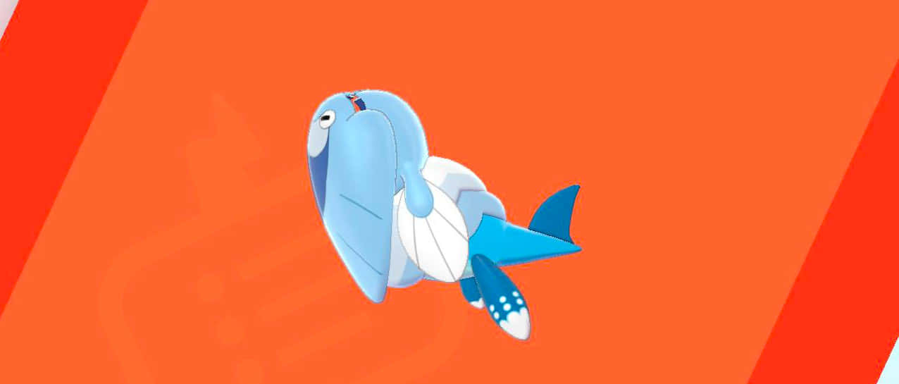 Arctovish, orange background, cartoon blue whale, SD Desktop Wallpaper