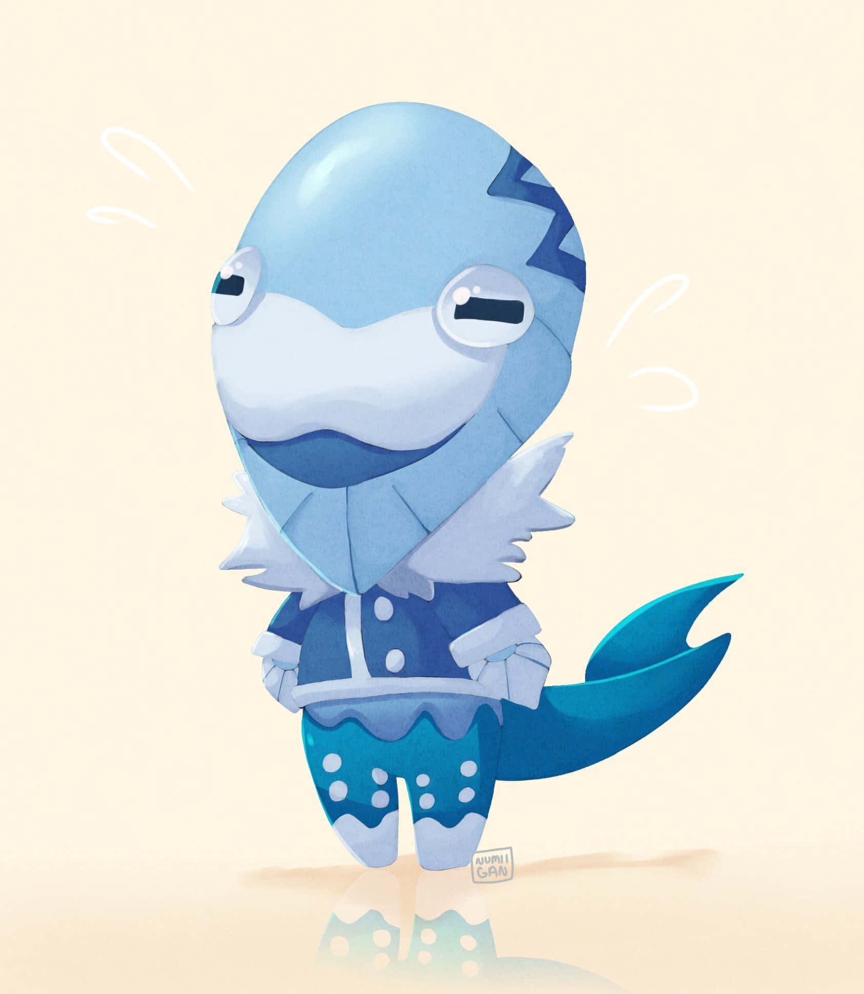 Arctovish, blue chibi whale, sailor outfit, Full HD Phone Wallpaper