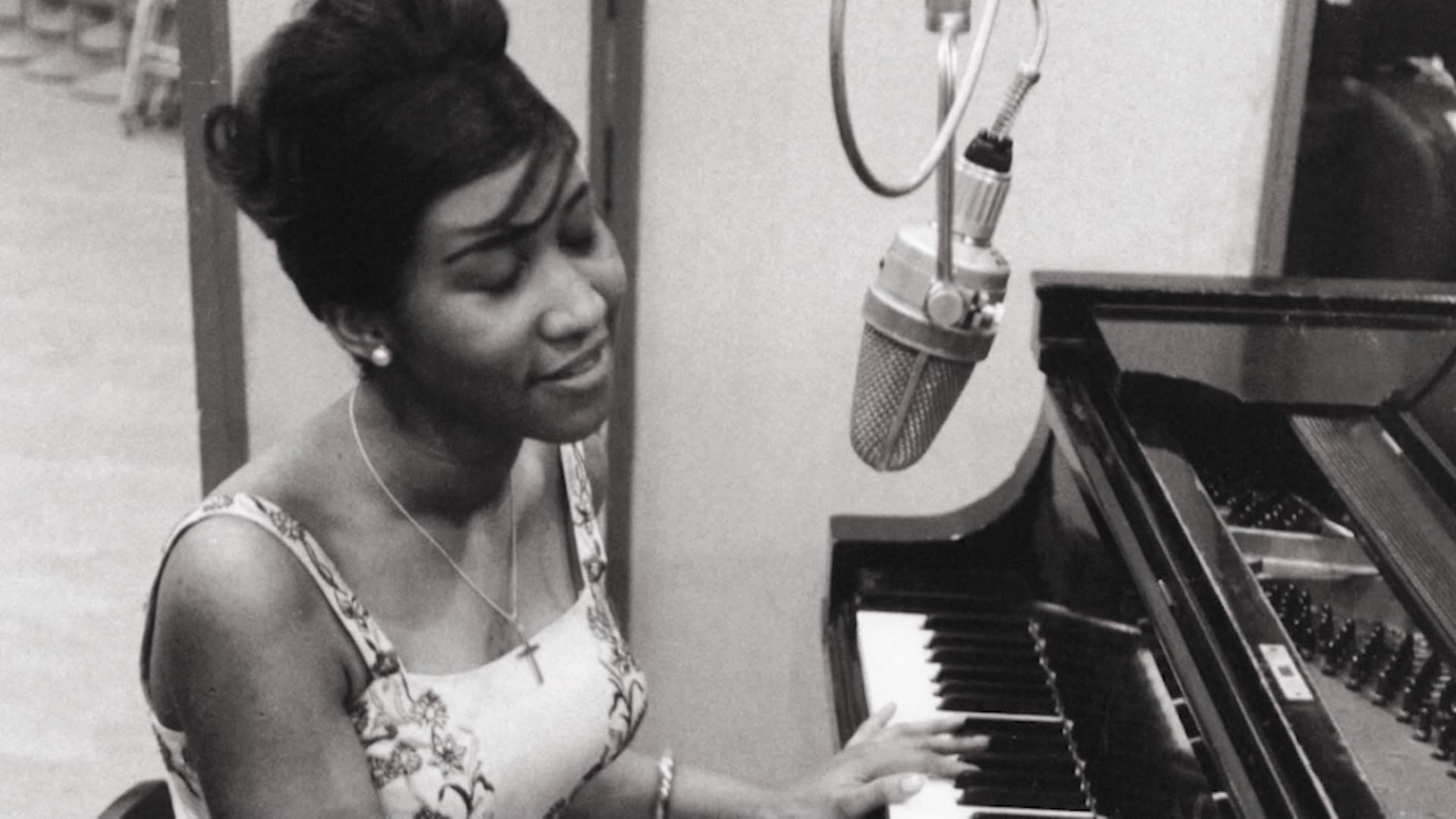 Aretha Franklin, piano, vintage recording studio, Full HD Desktop Wallpaper
