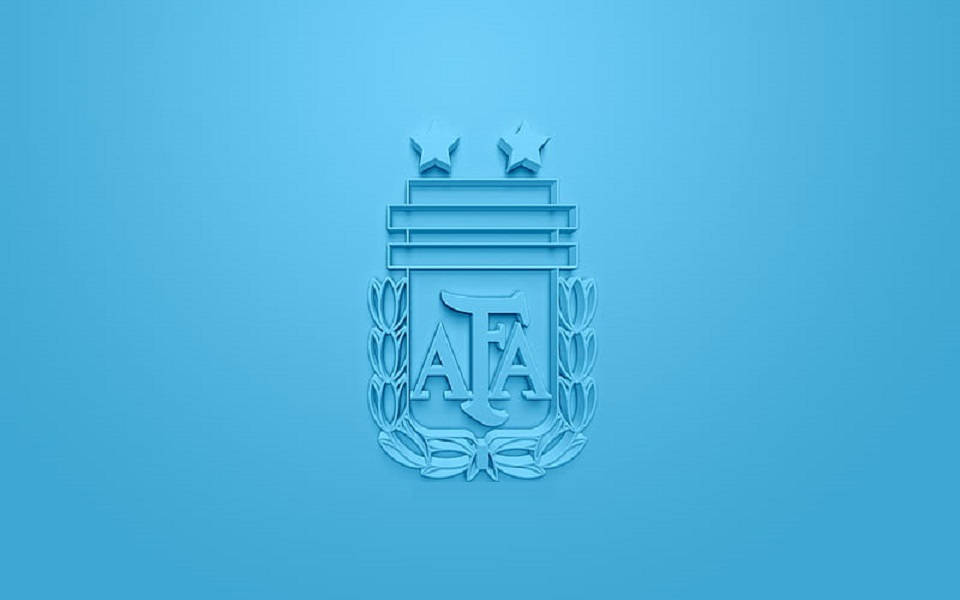 Argentina National Football Team, embossed crest, monochromatic blue, SD Desktop Wallpaper