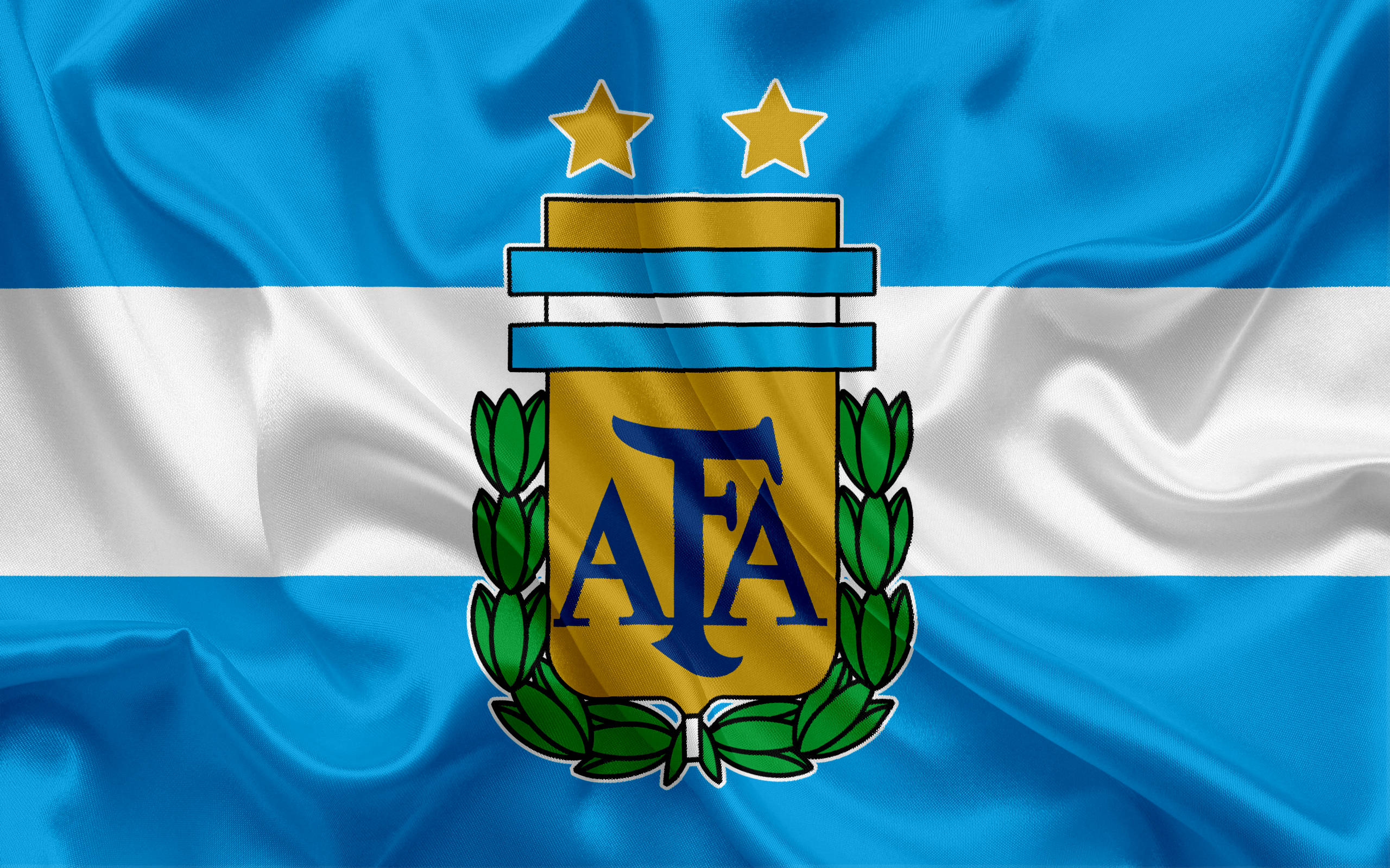 Argentina National Football Team, blue white stripes, central crest, 2K Desktop Wallpaper