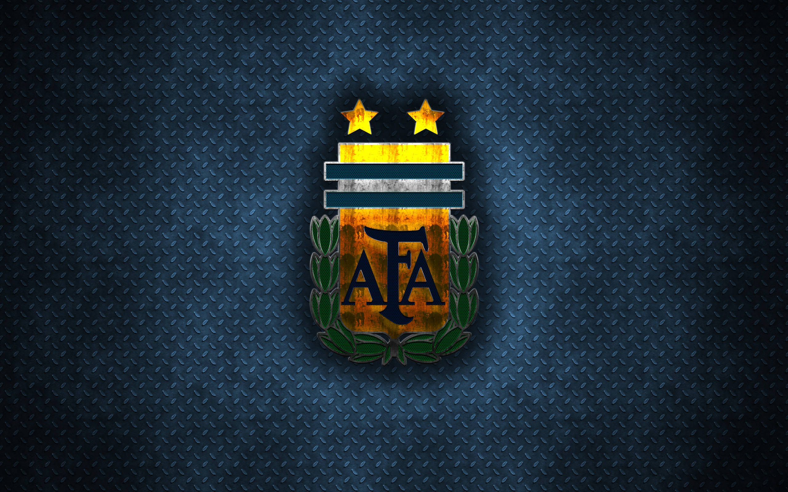 Argentina National Football Team, metallic crest, deep blue, 2K Desktop Wallpaper