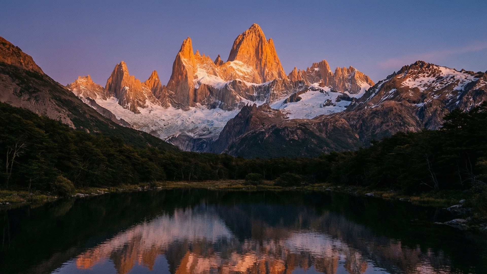 Argentina, Sunset, snowcapped peaks, Full HD Desktop Wallpaper