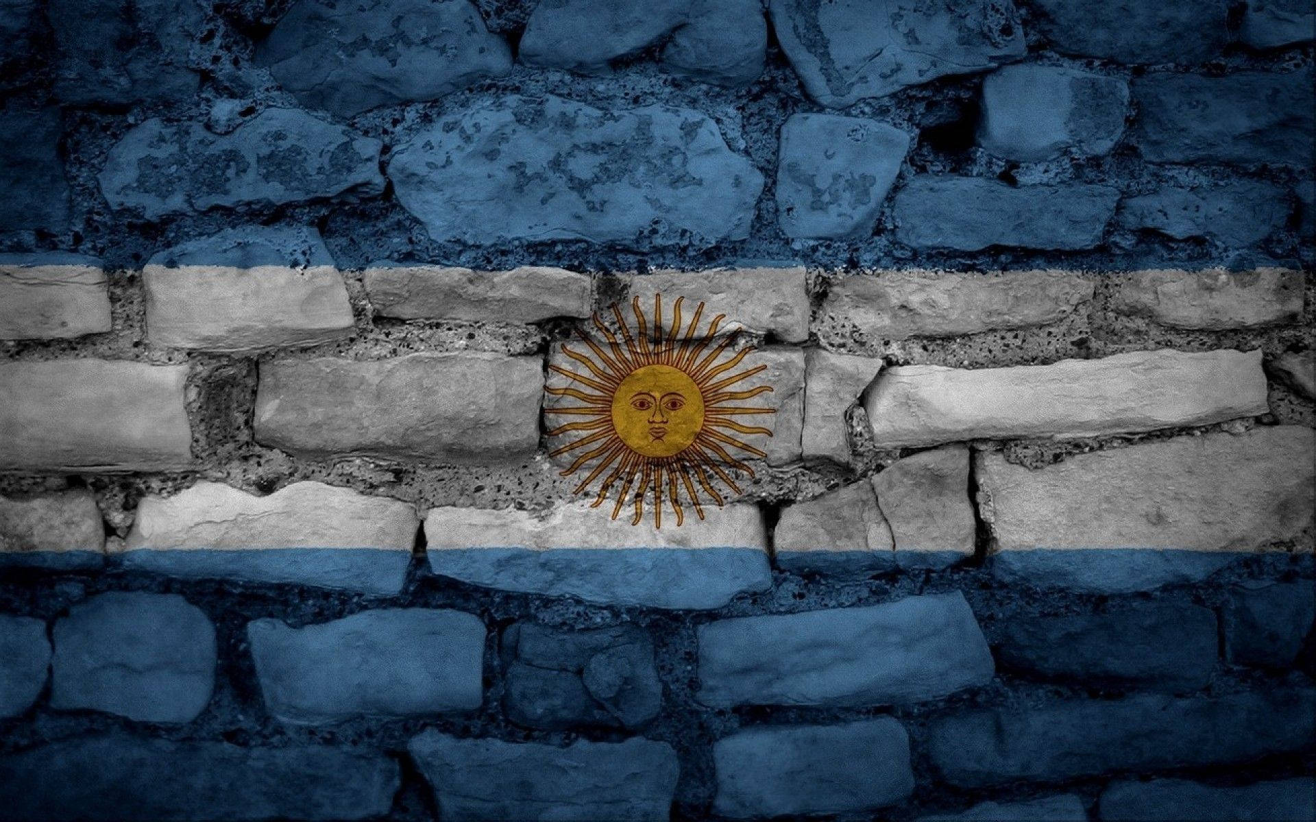 Argentina flag, stone art, weathered stone wall, Full HD Desktop Wallpaper