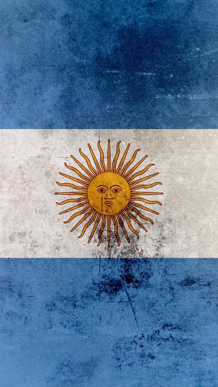 Argentina flag, blue white stripes, golden sun emblem, HD Phone Wallpaper