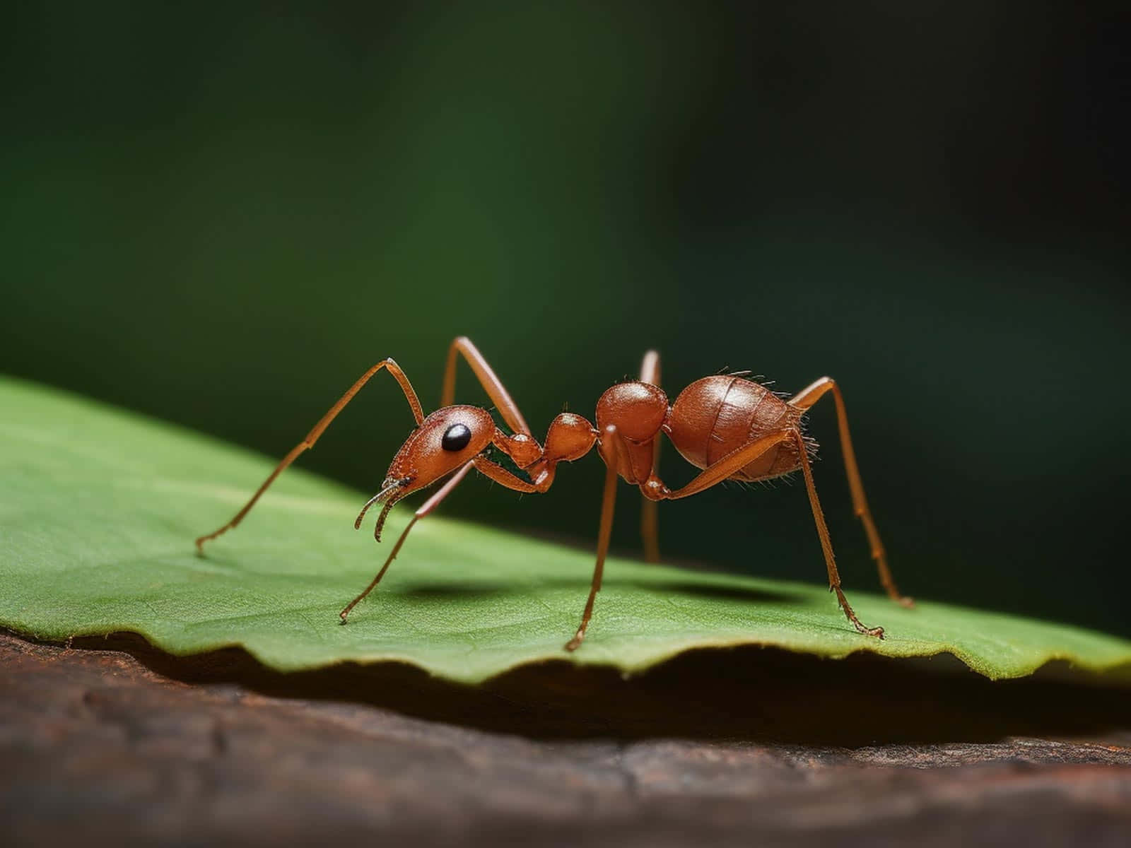 Argentine Anton Leaf, reddish-brown ant, vibrant green leaf, HD Desktop Wallpaper