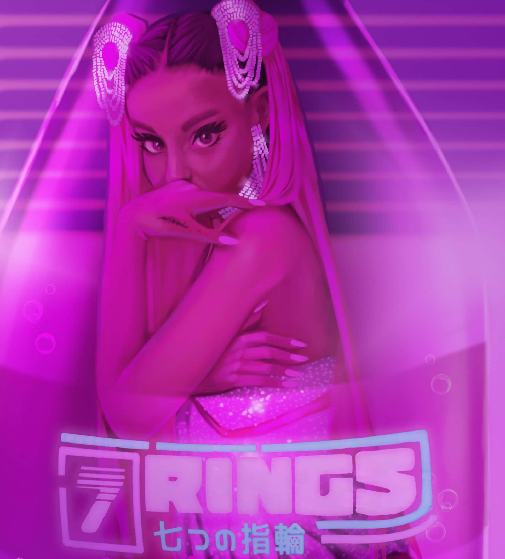 Ariana Grande, 7 Rings, glittering pink hair, Full HD Phone Wallpaper