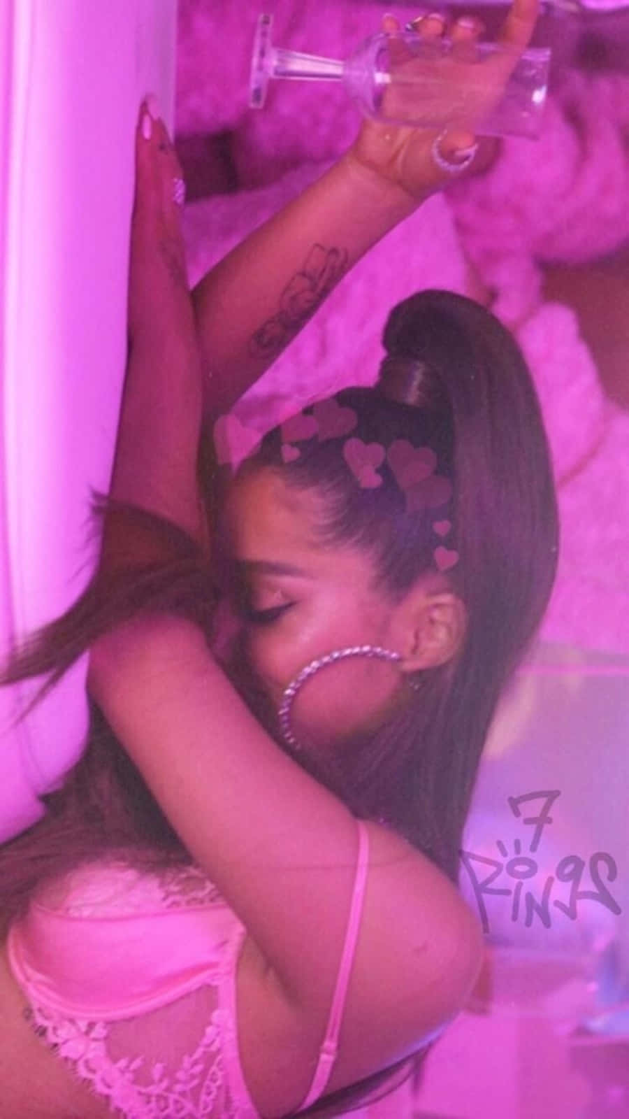 Ariana Grande 7 Rings, pink lingerie, plush pink room, HD Phone Wallpaper