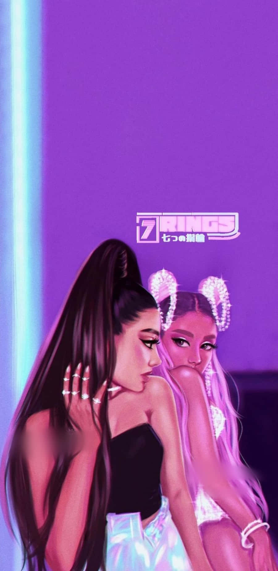 Ariana Grande 7 Rings, vibrant purple, pink neon lighting, HD Phone Wallpaper