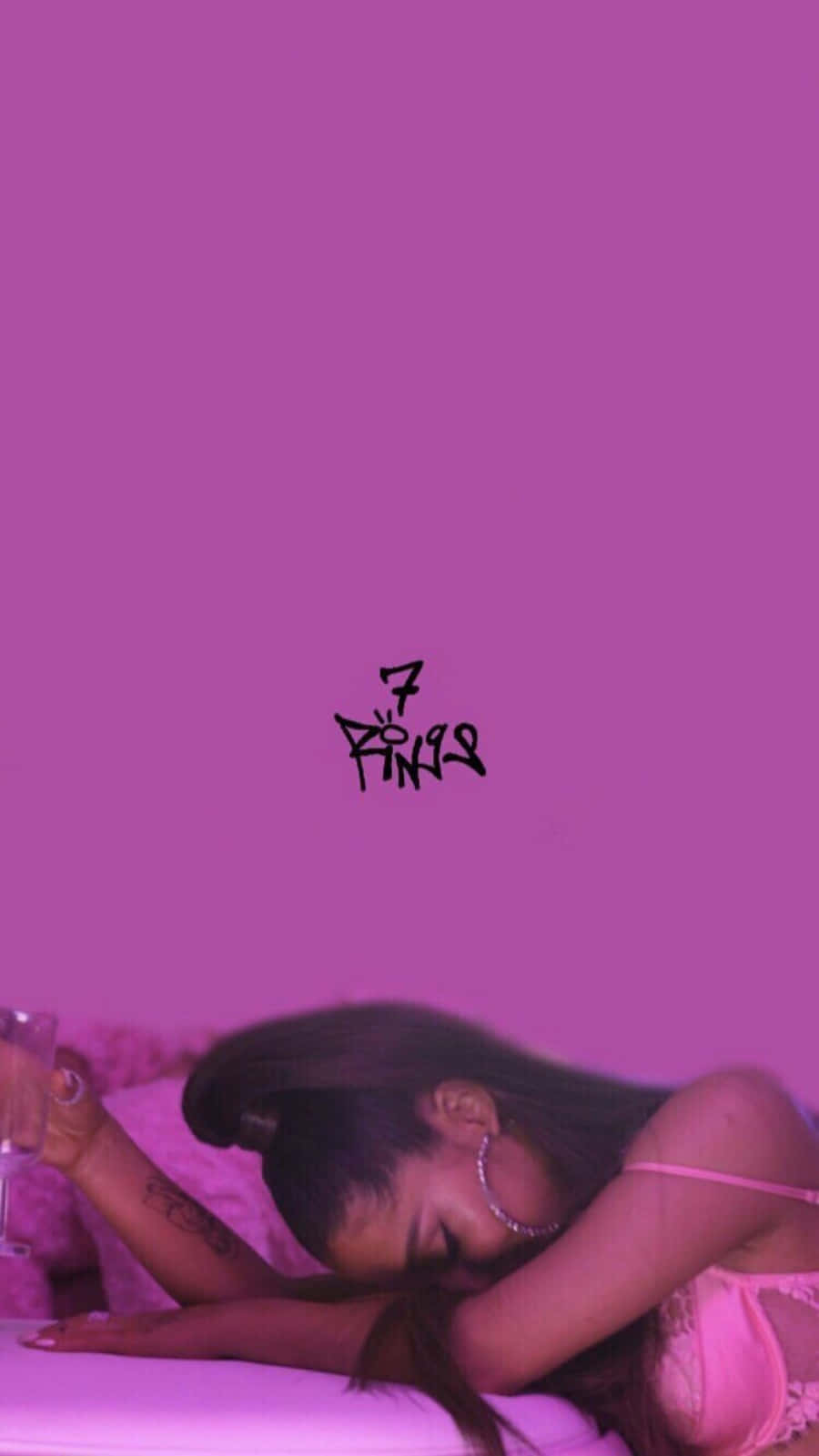 Ariana Grande 7 Rings, purple background, pink lingerie, HD Phone Wallpaper