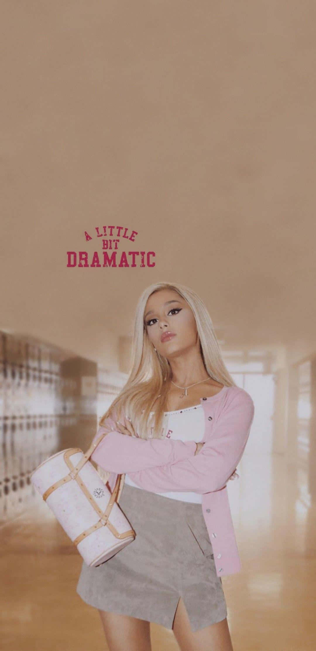 Ariana Grande, pink and beige outfit, white bag, Full HD Phone Wallpaper