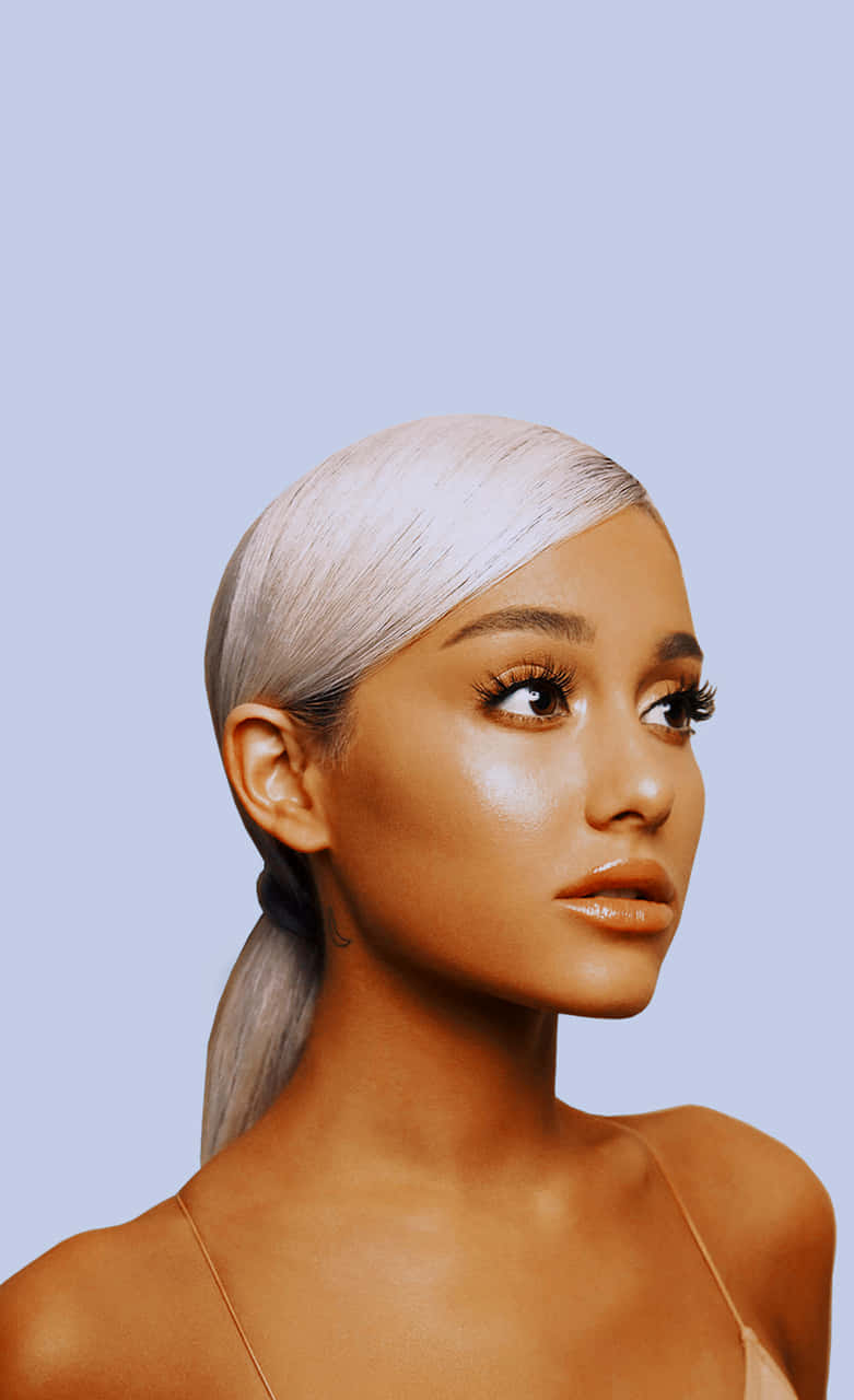 Ariana Grande, platinum blonde hair, sleek ponytail, HD Phone Wallpaper