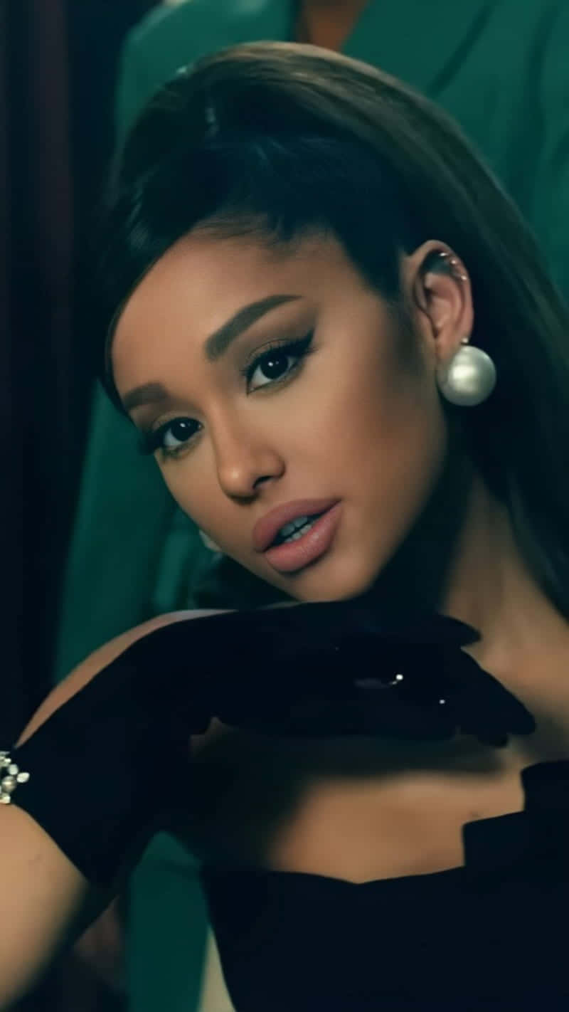 Ariana Grande, black gloves, pearl earrings, HD Phone Wallpaper