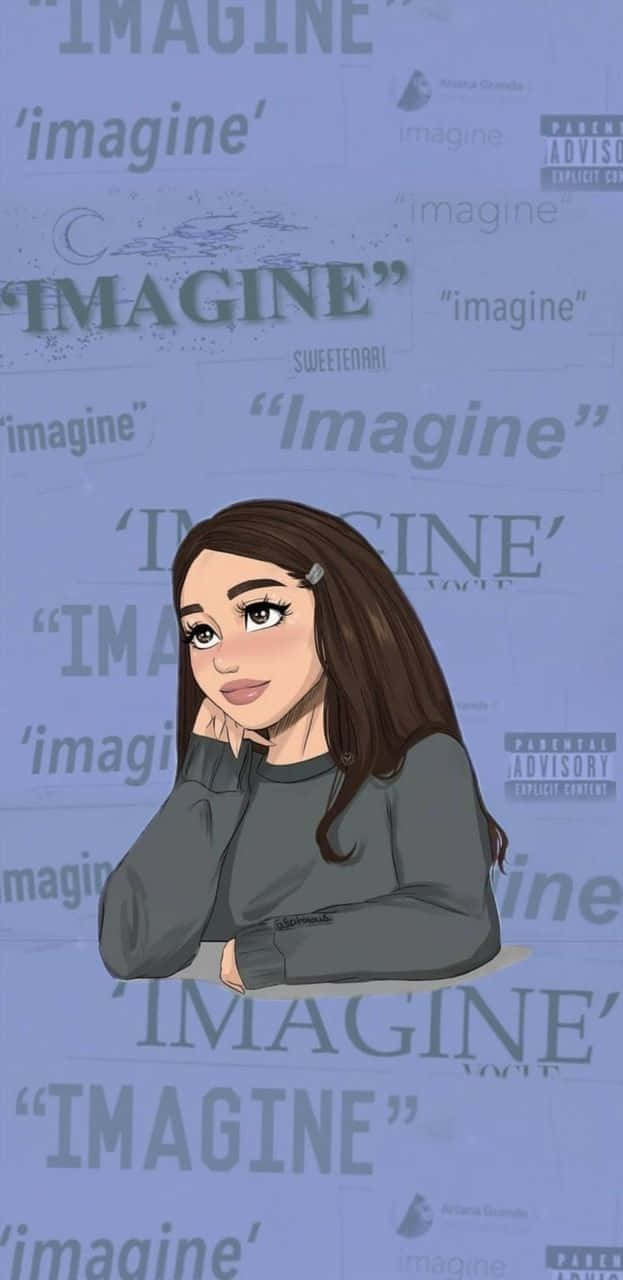 Ariana Grande, long brown hair, blue background, HD Phone Wallpaper