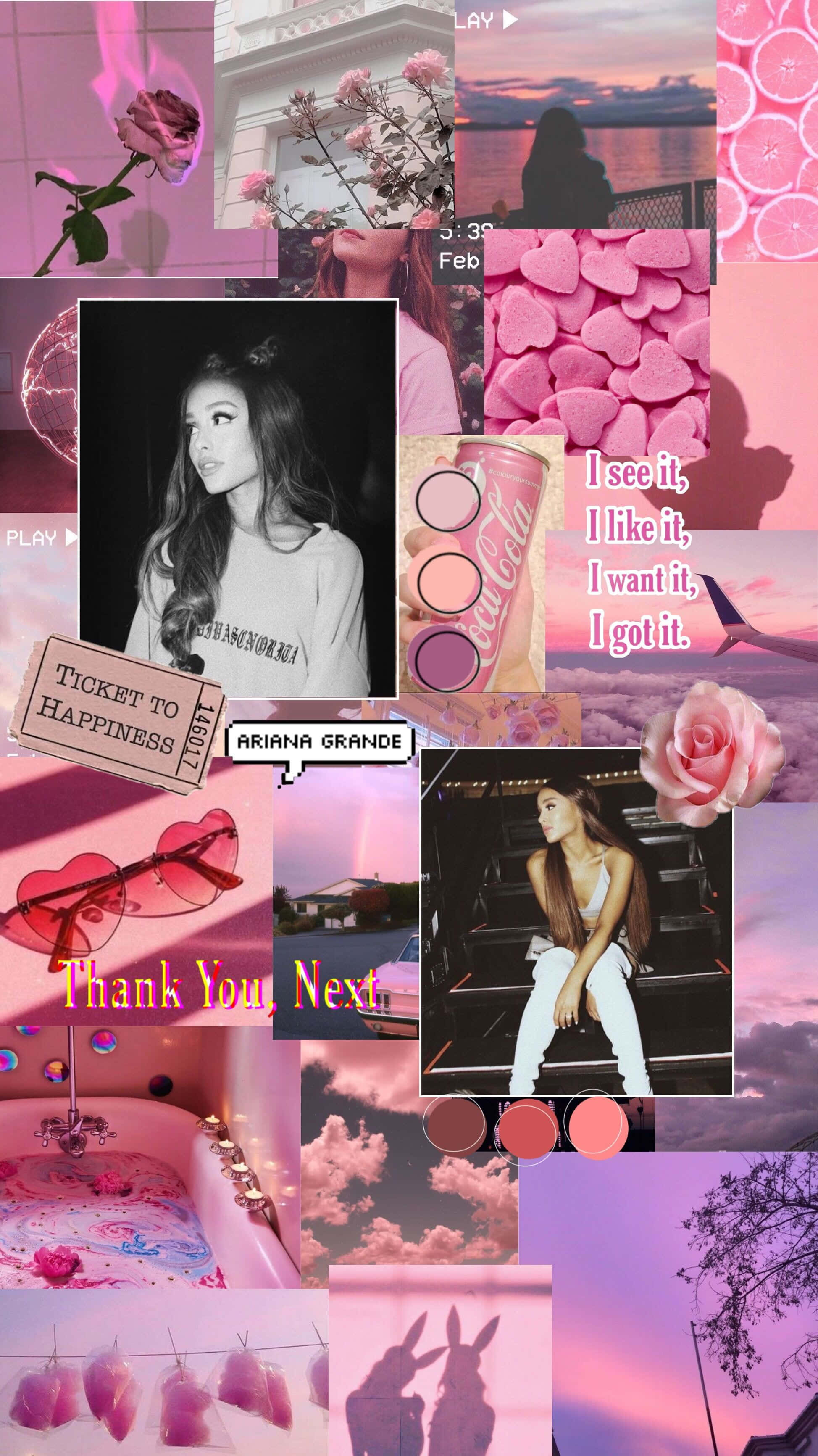 Ariana Grande, floral wall, vibrant pink, 2K Phone Wallpaper