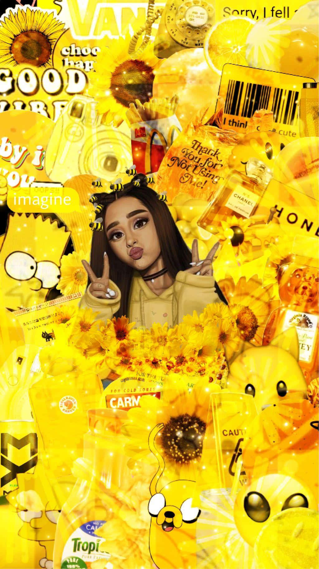 Ariana Grande, vibrant yellow, sunflowers, HD Phone Wallpaper