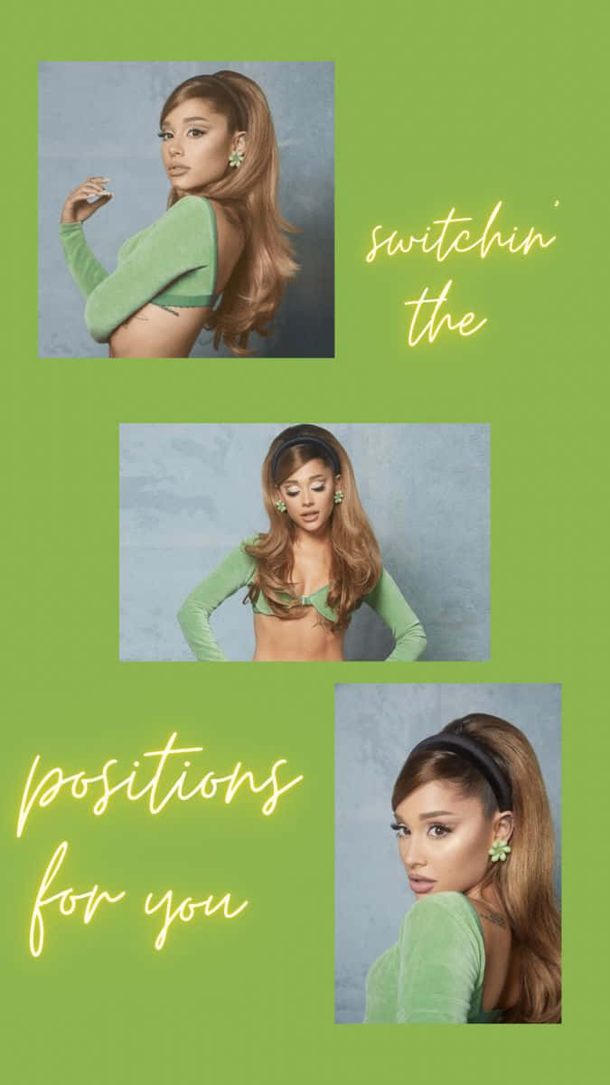 Ariana Grande, green crop top, gray wall, SD Phone Wallpaper
