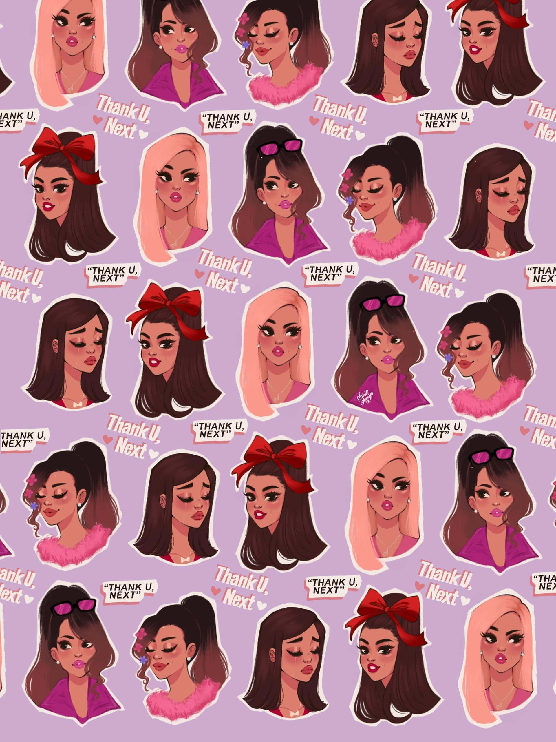 Ariana Grande, Thank U, Next, lavender background, 2K Phone Wallpaper