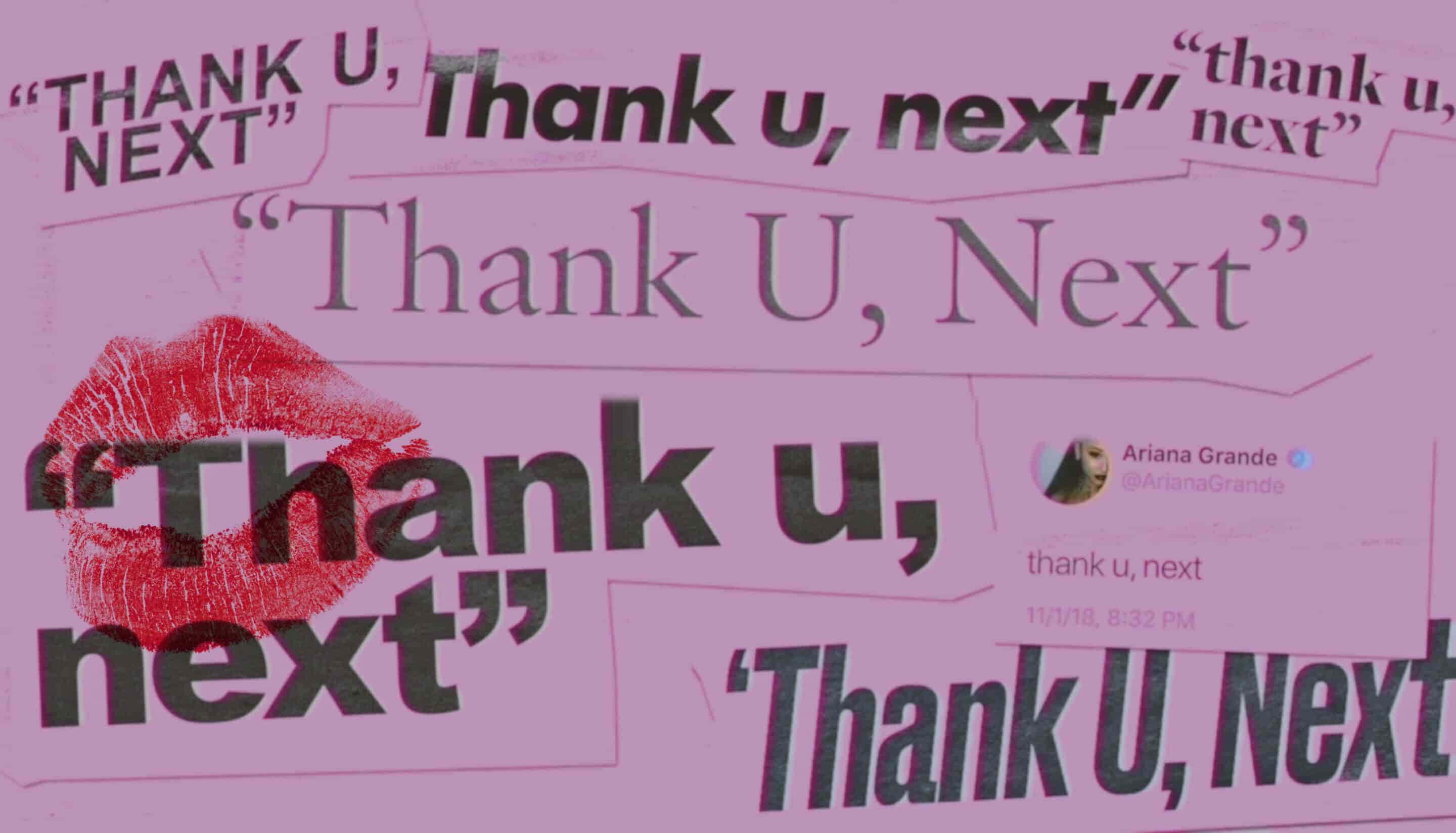 Ariana Grande, Thank U, Next, pink background, 2K Desktop Wallpaper