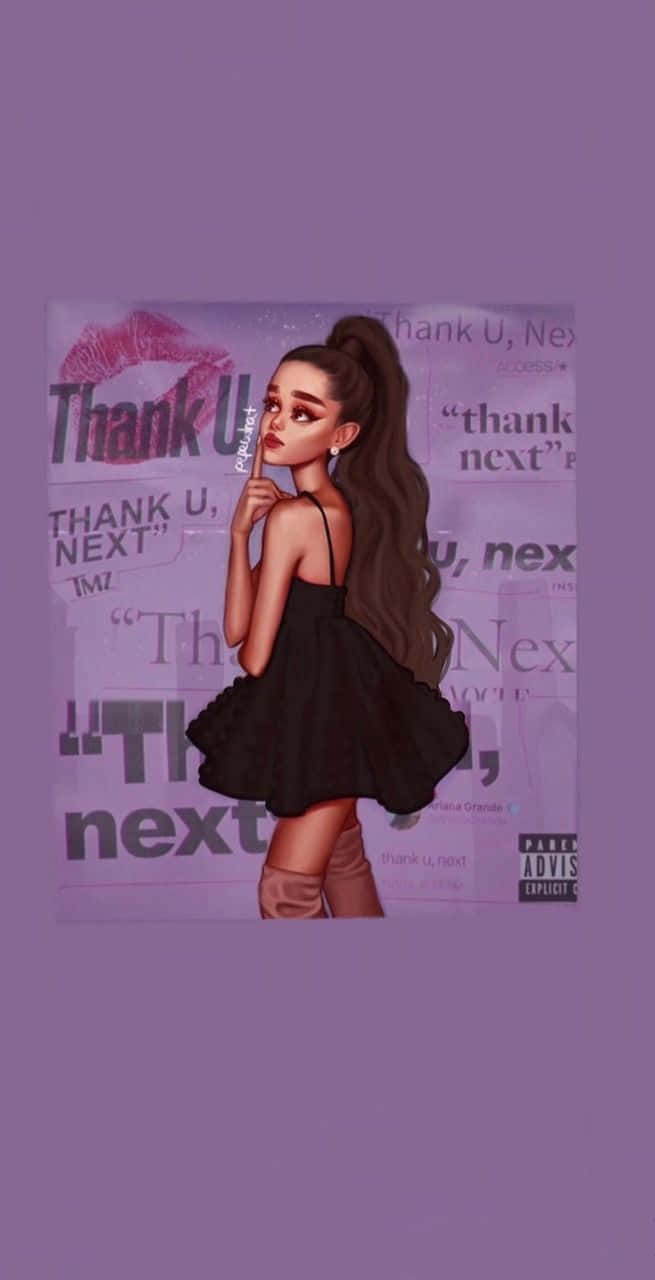 Ariana Grande, black dress, purple background, HD Phone Wallpaper