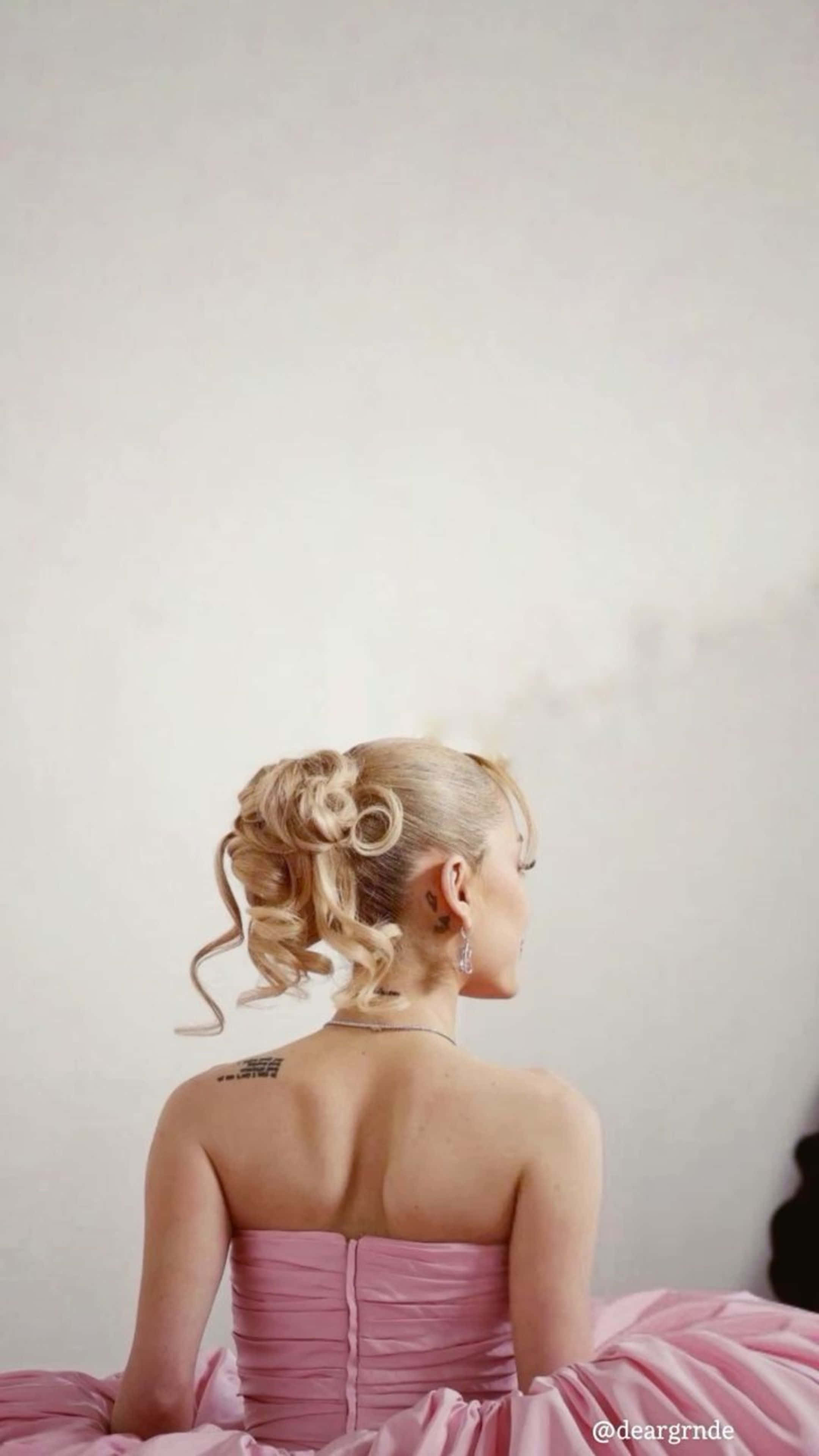 Ariana Grande, pink dress, strapless gown, 4K Phone Wallpaper