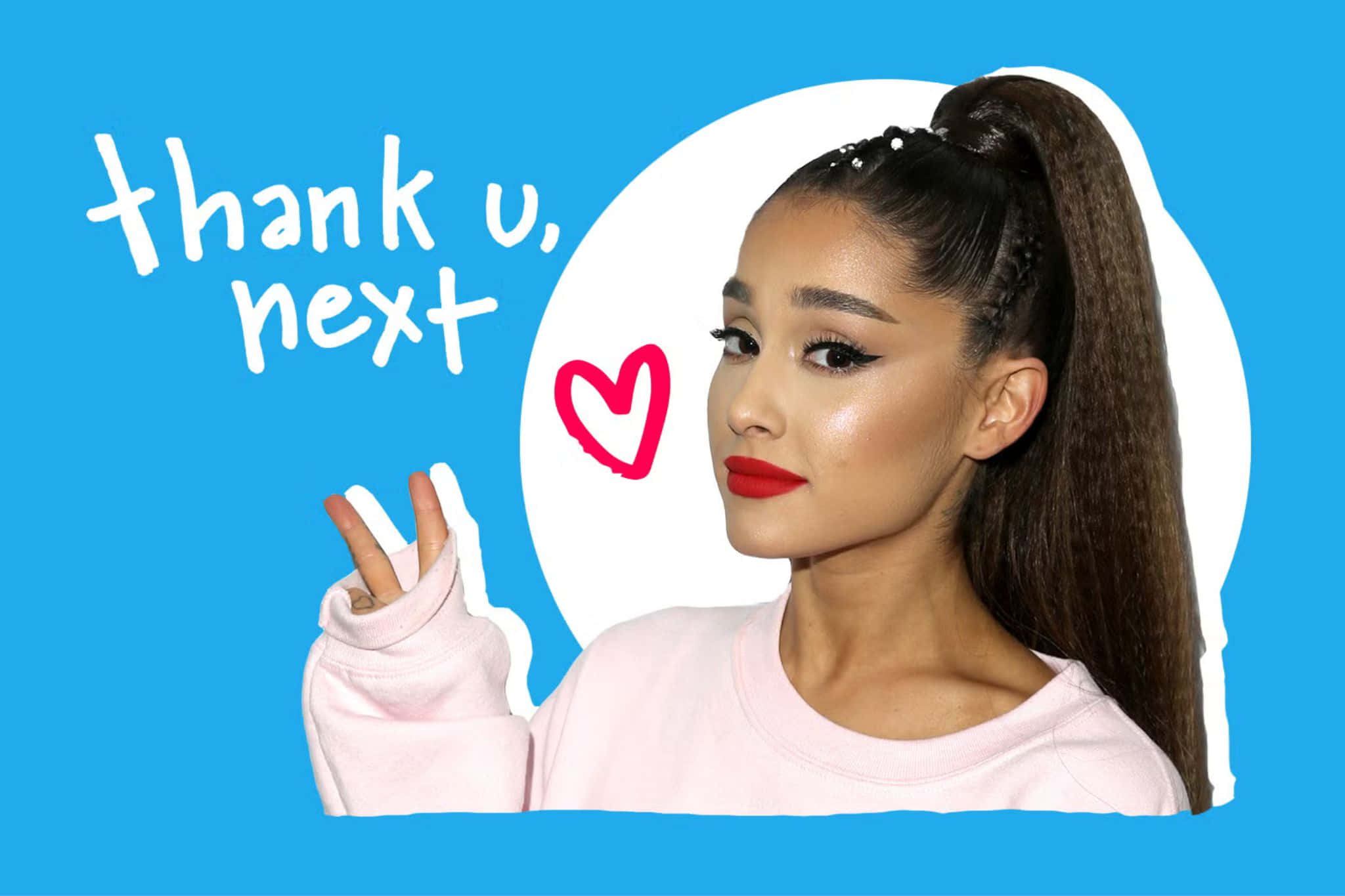 Ariana Grande, Thank U Next, pink sweatshirt, Full HD Desktop Wallpaper