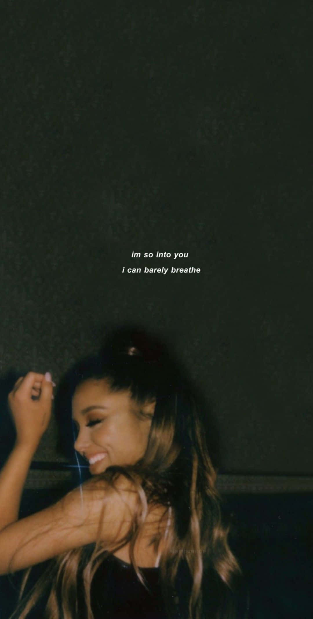 Ariana Grande, dark textured wall, romantic text overlay, Full HD Phone Wallpaper