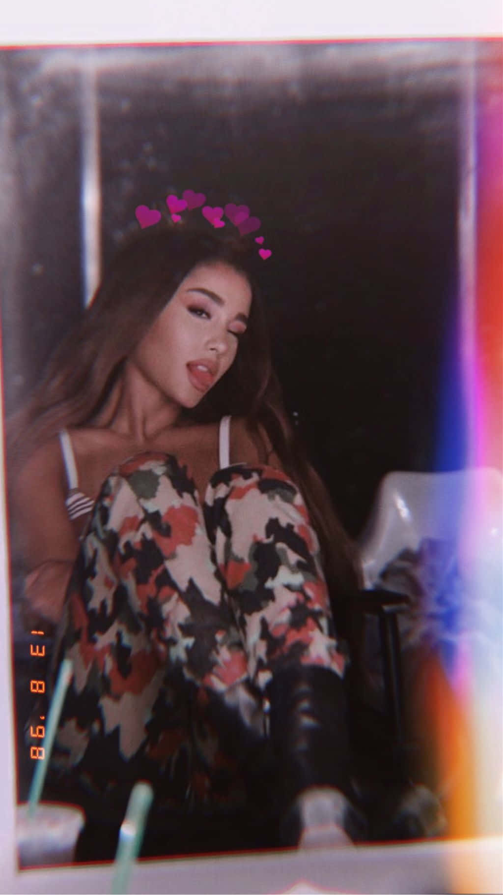 Ariana Grande, floral jumpsuit, pink heart crown, HD Phone Wallpaper