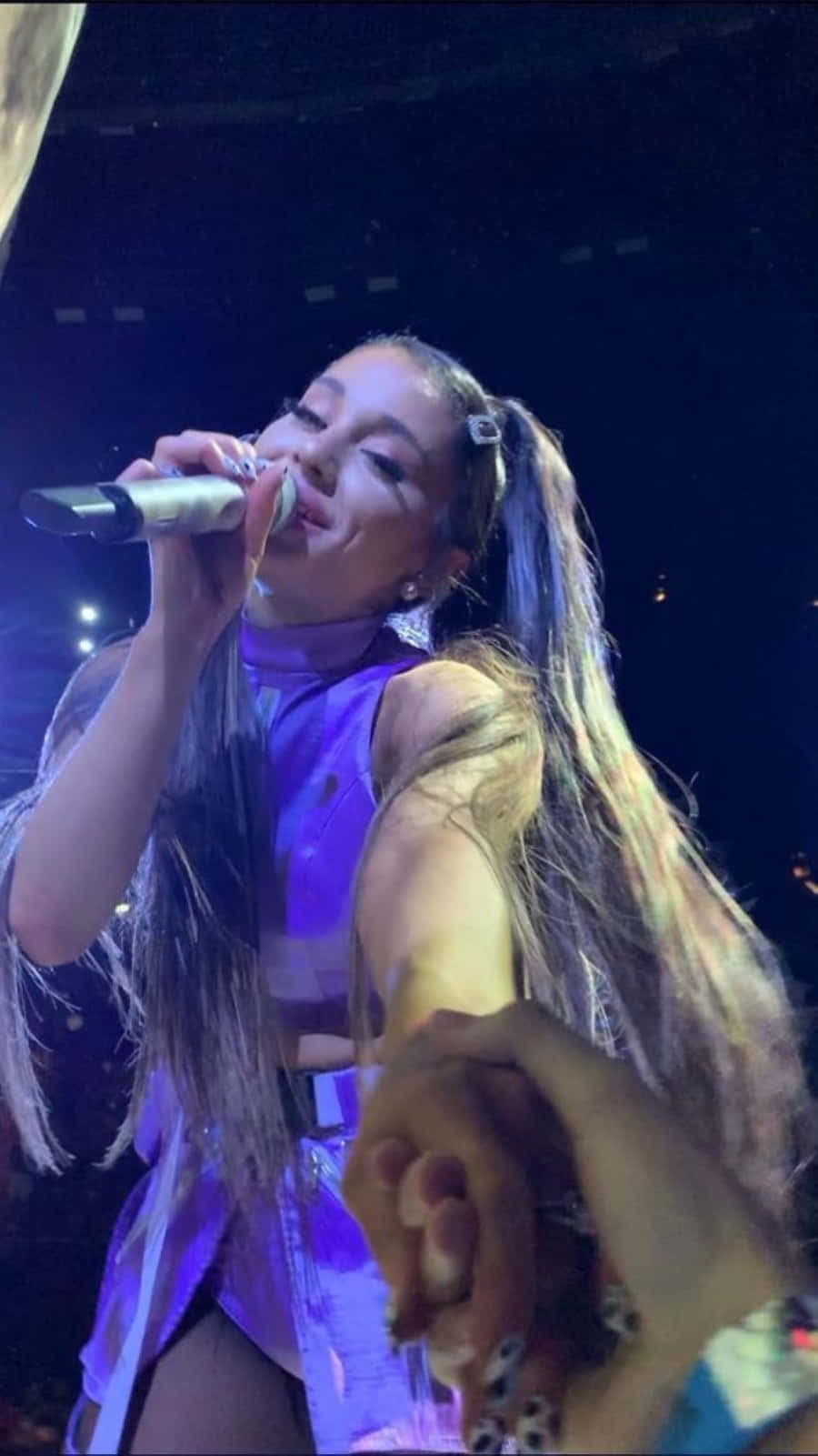 Ariana Grande, purple lights, stage, HD Phone Wallpaper