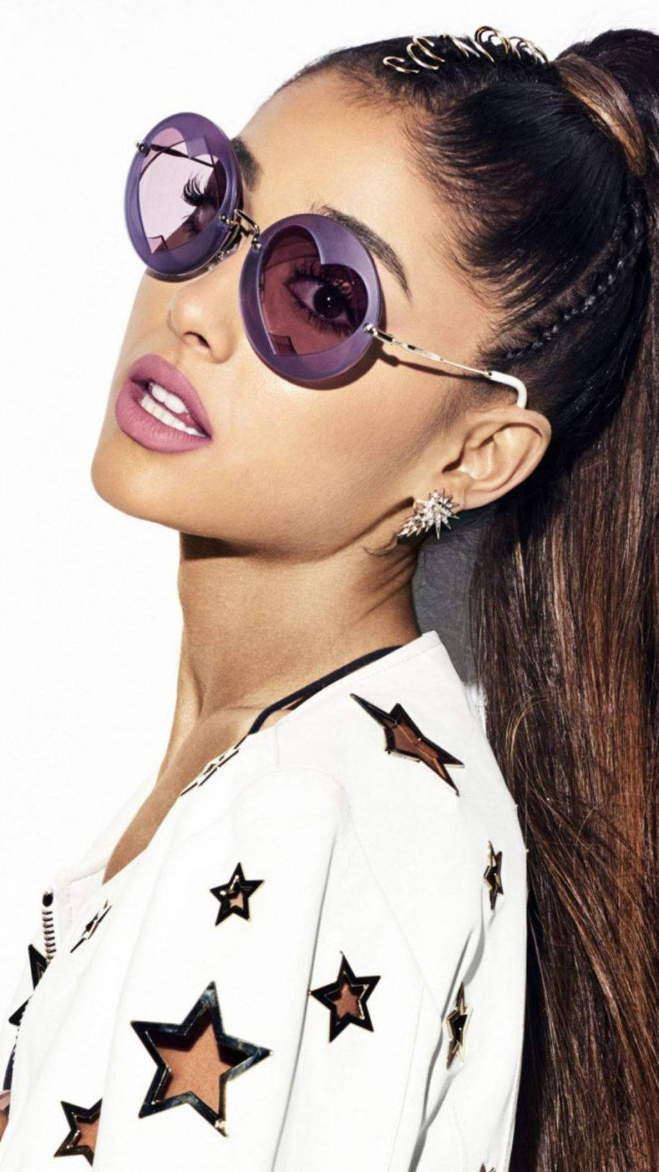 Ariana Grande, dark hair, high ponytail, HD Phone Wallpaper