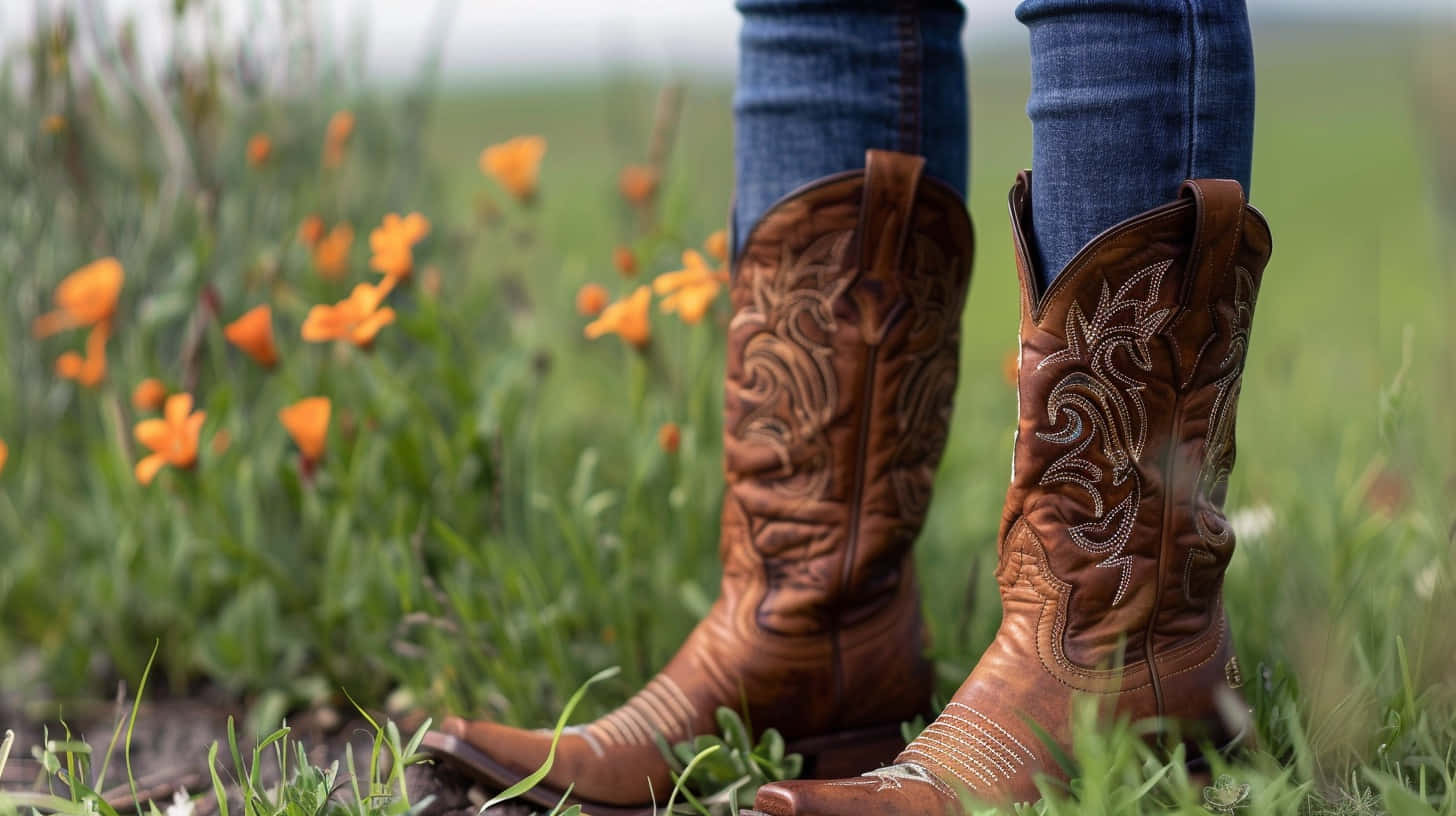 Ariat, Western Boots, brown leather, HD Desktop Wallpaper