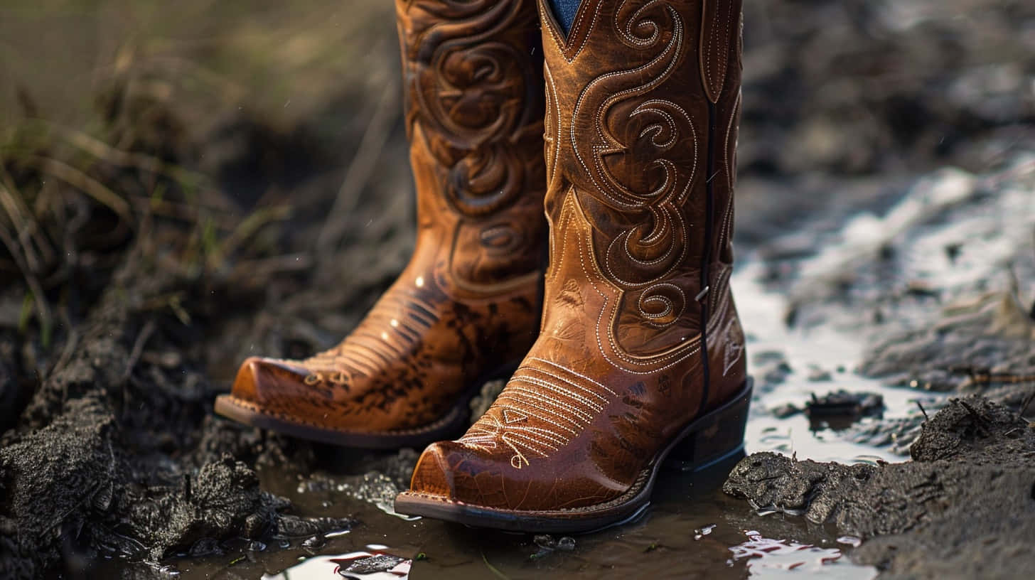 Ariat, cowboy boots, brown leather, HD Desktop Wallpaper