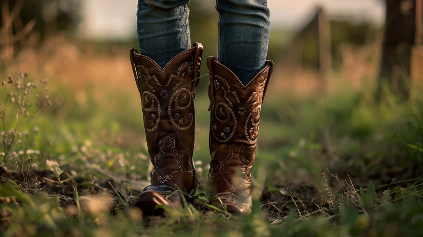 Ariat, cowboy boots, brown embroidered, HD Desktop Wallpaper