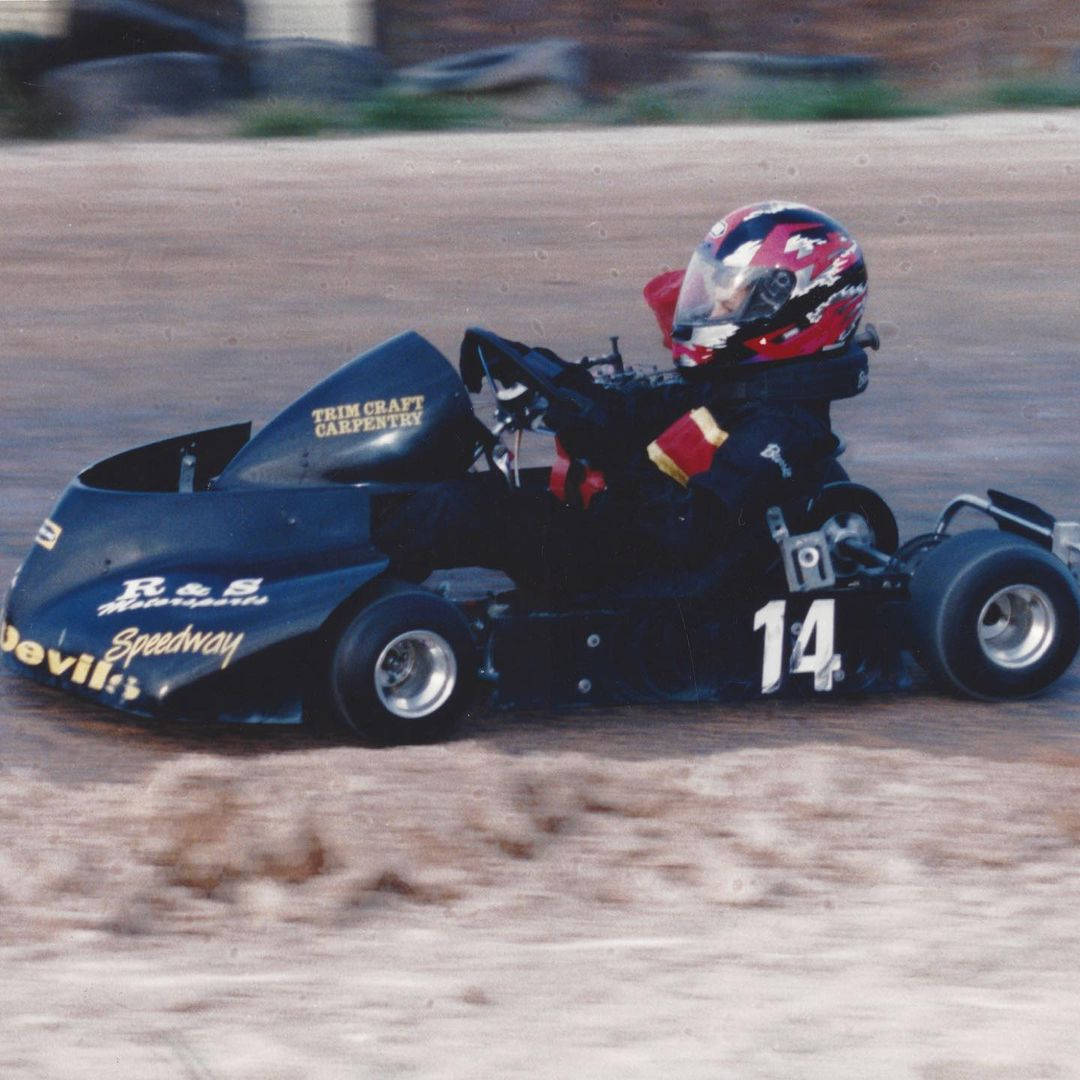 Aric Almirola, number 14, black go-kart, SD Desktop Wallpaper
