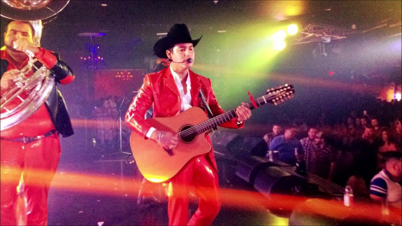 Ariel Camacho, shiny red suit, cowboy hat, HD Desktop Wallpaper