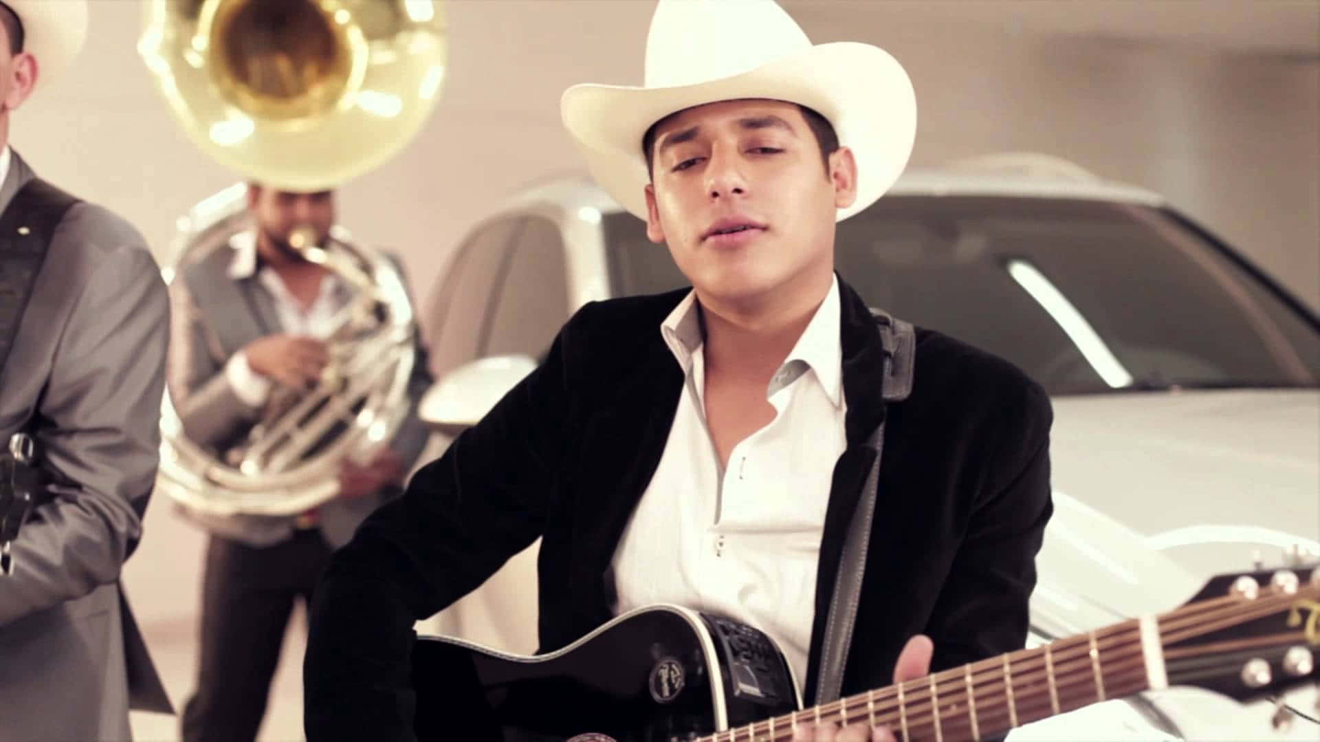 Ariel Camacho, cowboy hat, acoustic guitar, Full HD Desktop Wallpaper