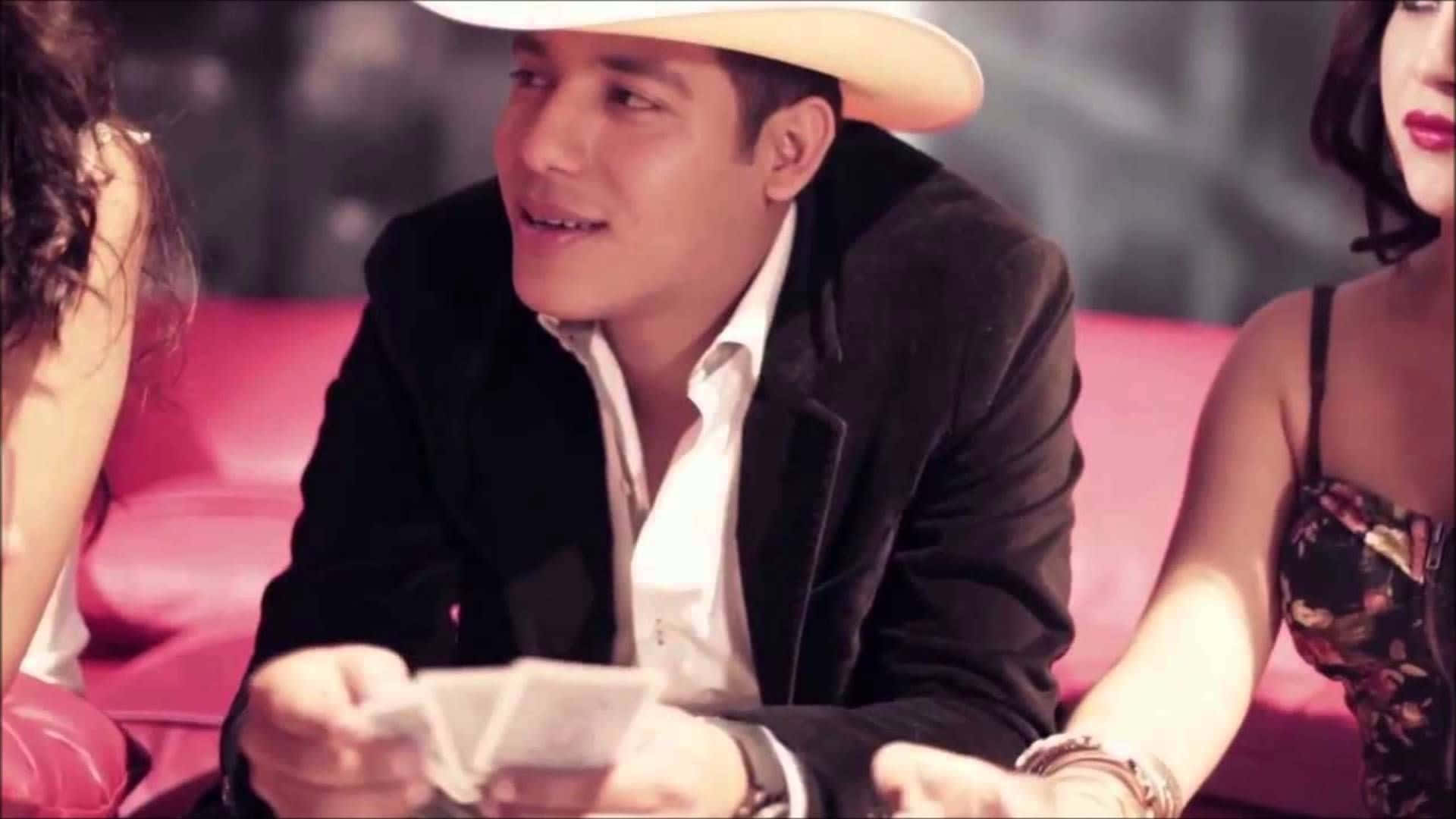 Ariel Camacho, white cowboy hat, plush pink couch, Full HD Desktop Wallpaper