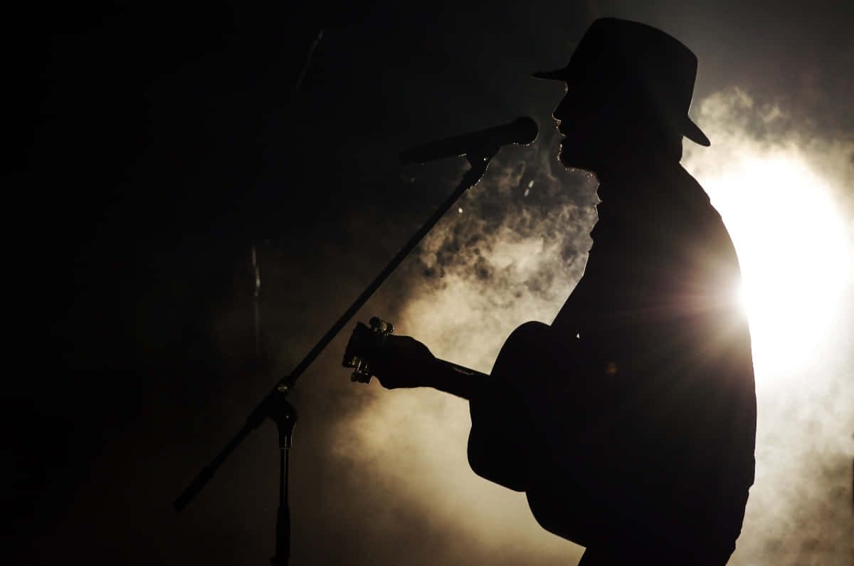 Ariel Camacho, acoustic guitar, silhouette, SD Desktop Wallpaper