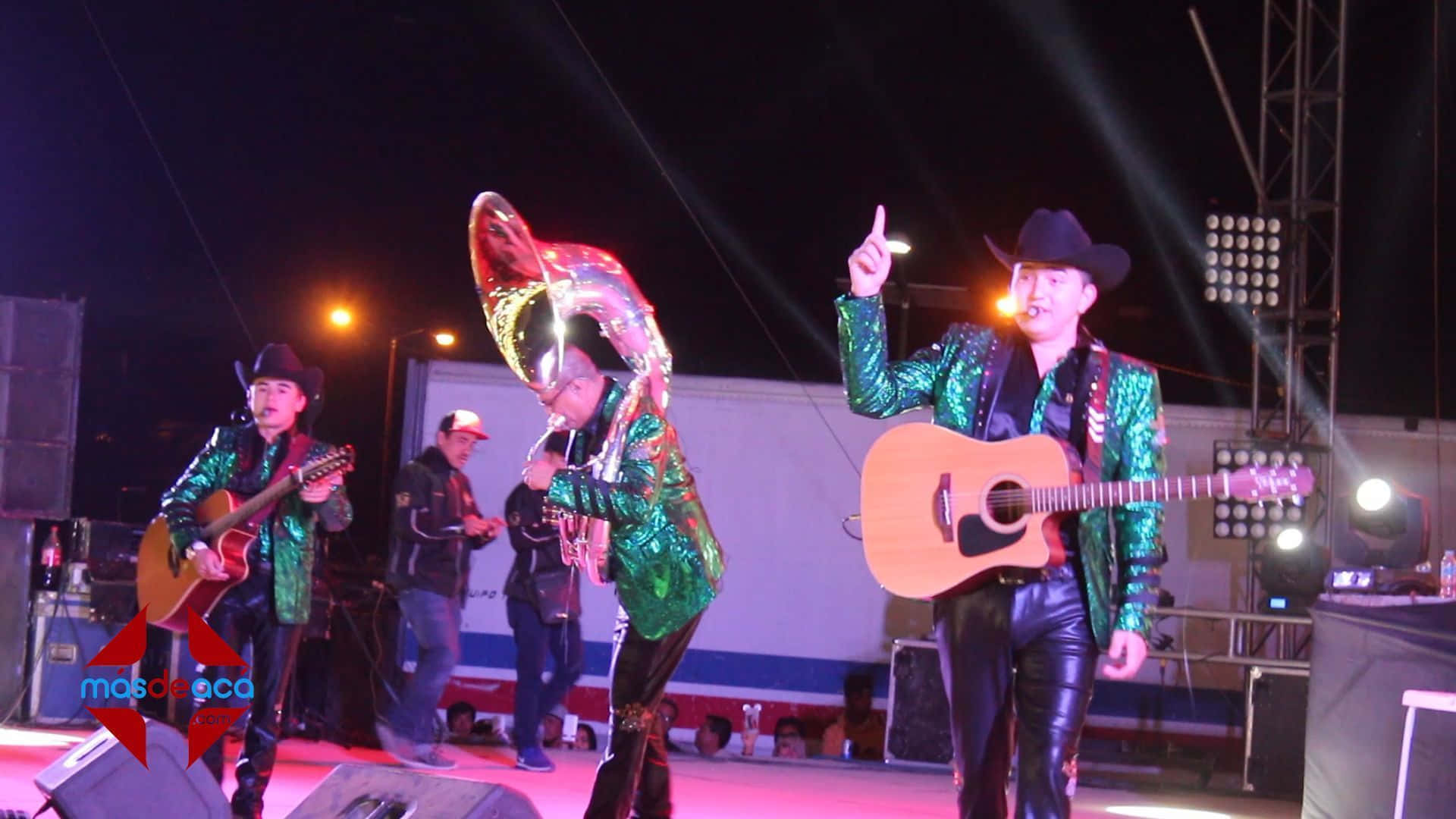 Ariel Camacho, glittering green jackets, outdoor stage, Full HD Desktop Wallpaper